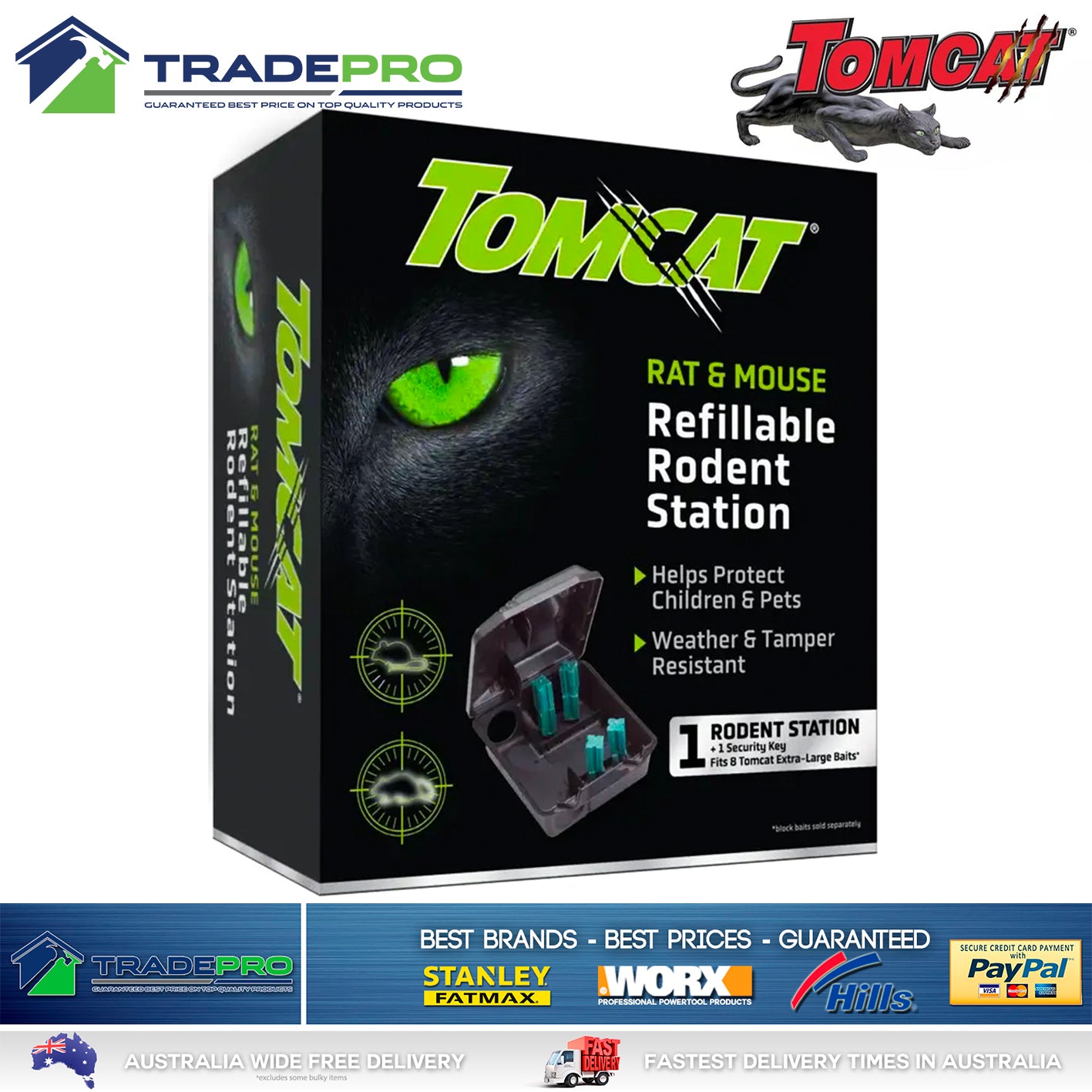 Tomcat Rat Bait Station Genuine Quality Lockable Tamper Weather Proof Trap