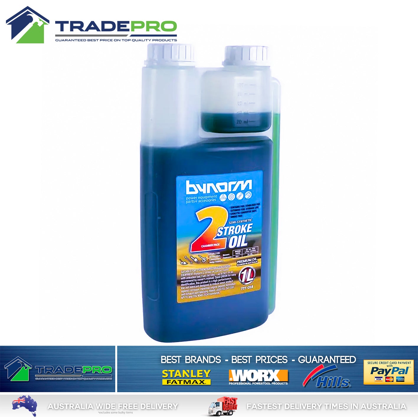 Lawnmower Oil 1Ltr 2 Stroke Bynorm Chainsaw Grass Trimmer Brush Cutter Mower