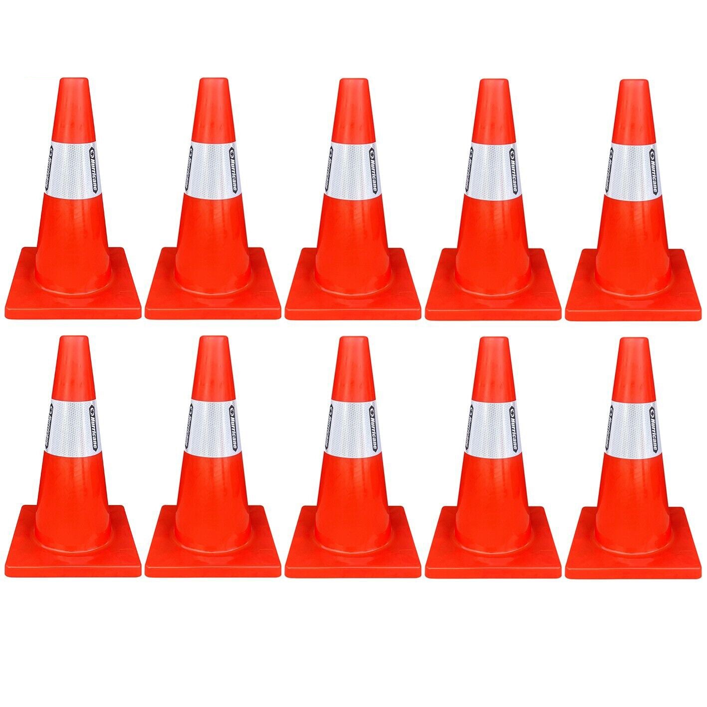 10x Traffic Cone Witches Hat Hurricane Hi Vis Orange 450mm Reflective Safety PRO