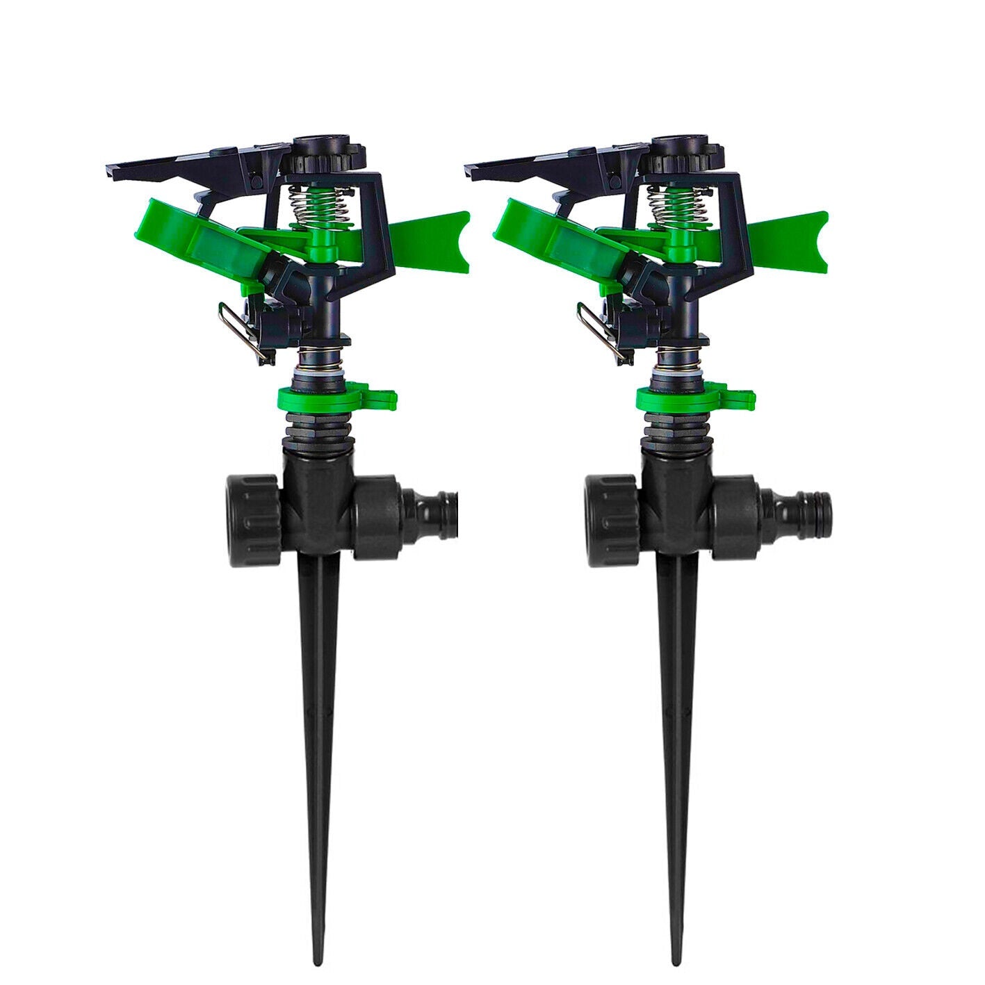 2x Lawn Sprinkler Impact on Spike Adjustable Pattern Spray Grass Garden Watering