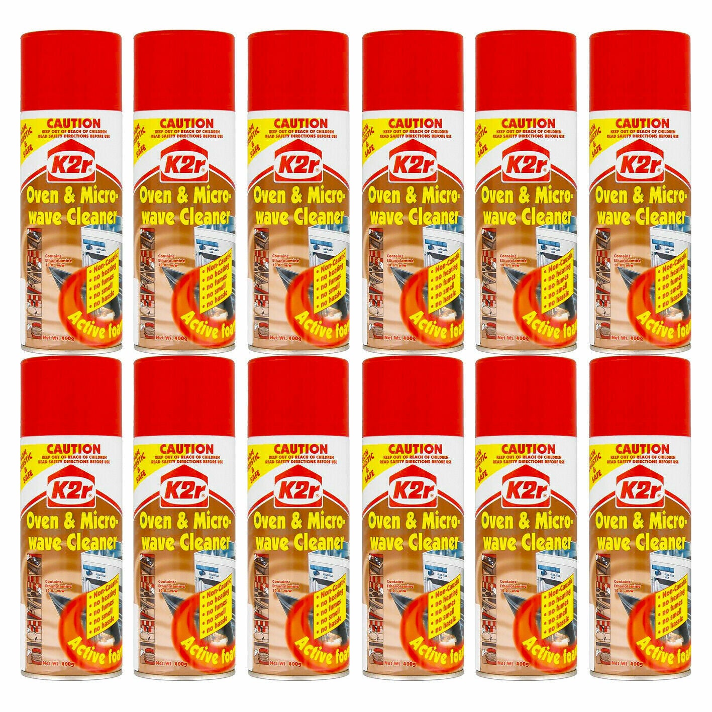 12X K2R Oven & Microwave Cleaner Non Caustic No Fumes No Smell No Heating