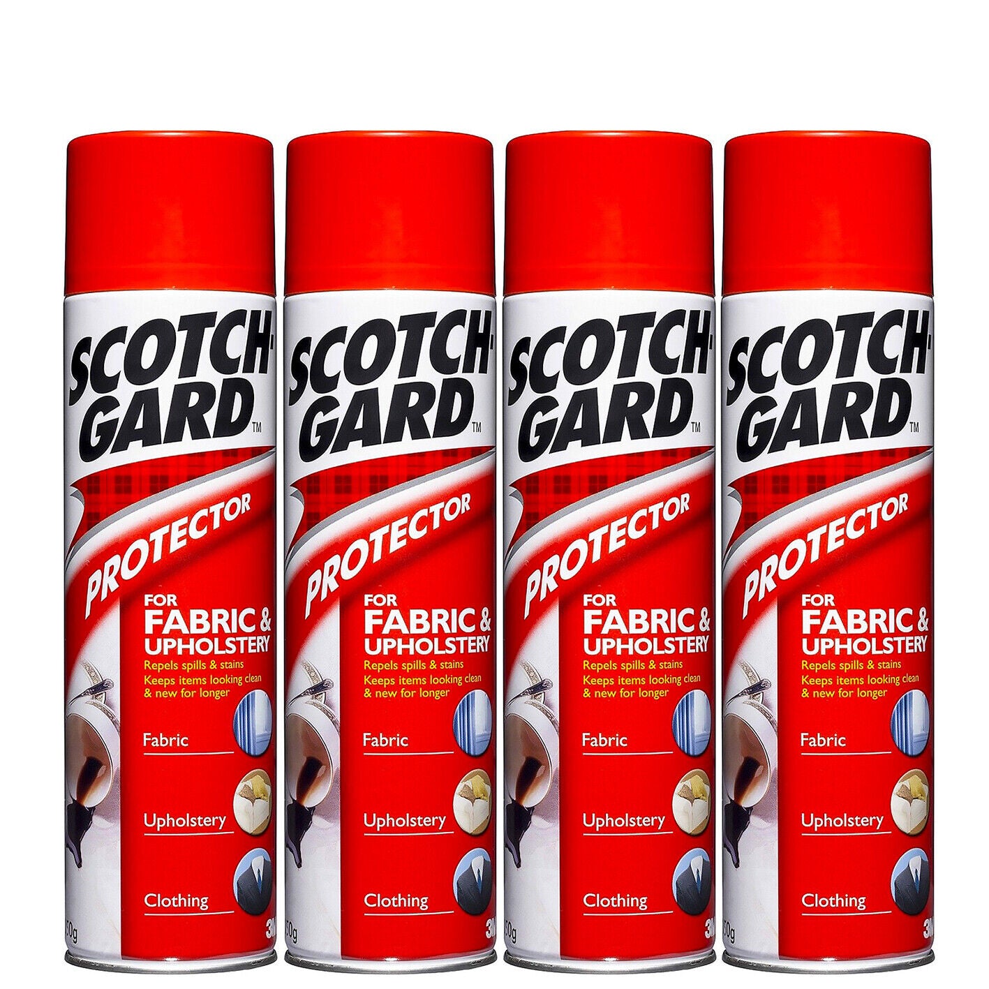 4x 3M Scotchgard Fabric Upholstery Protector Spray 350G Can Scotch Guard Repel