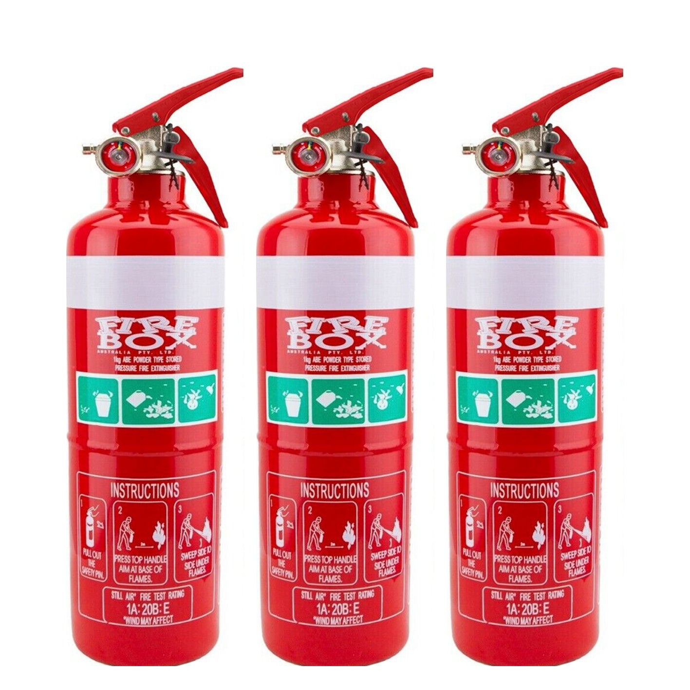 3x Fire Extinguishers 1kg ABE Dry Powder 1.0kg & Bracket Aust Car Boat Home