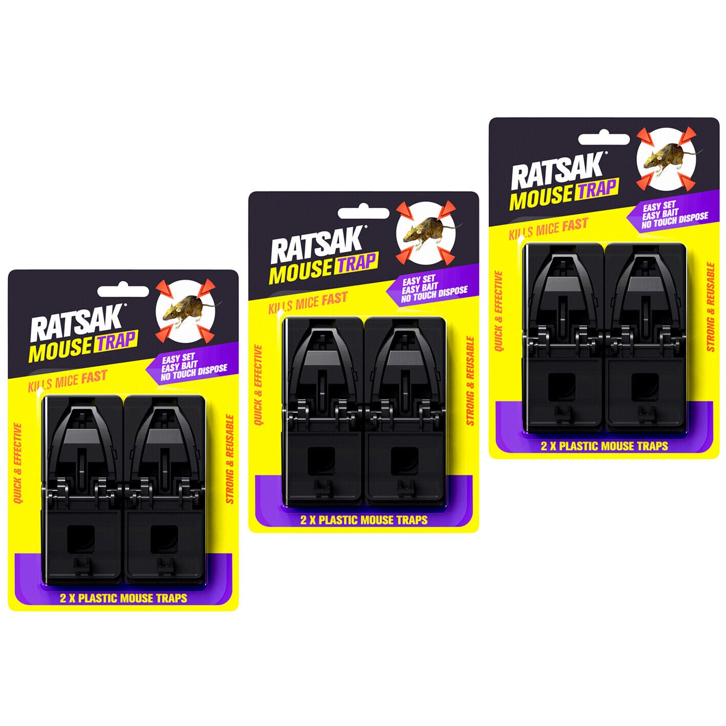 6pc Mouse Trap Ratsak® No Touch Reusable Easy Bait Mice Rat Capture Animal Pest