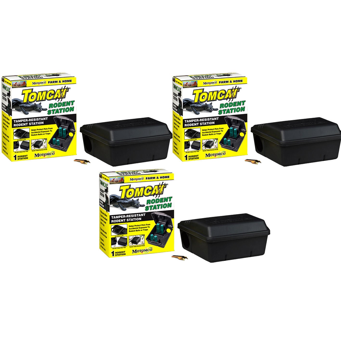 Tomcat Rat Bait Station x3 Genuine PRO USA Lockable Tamper Weather Proof Trap