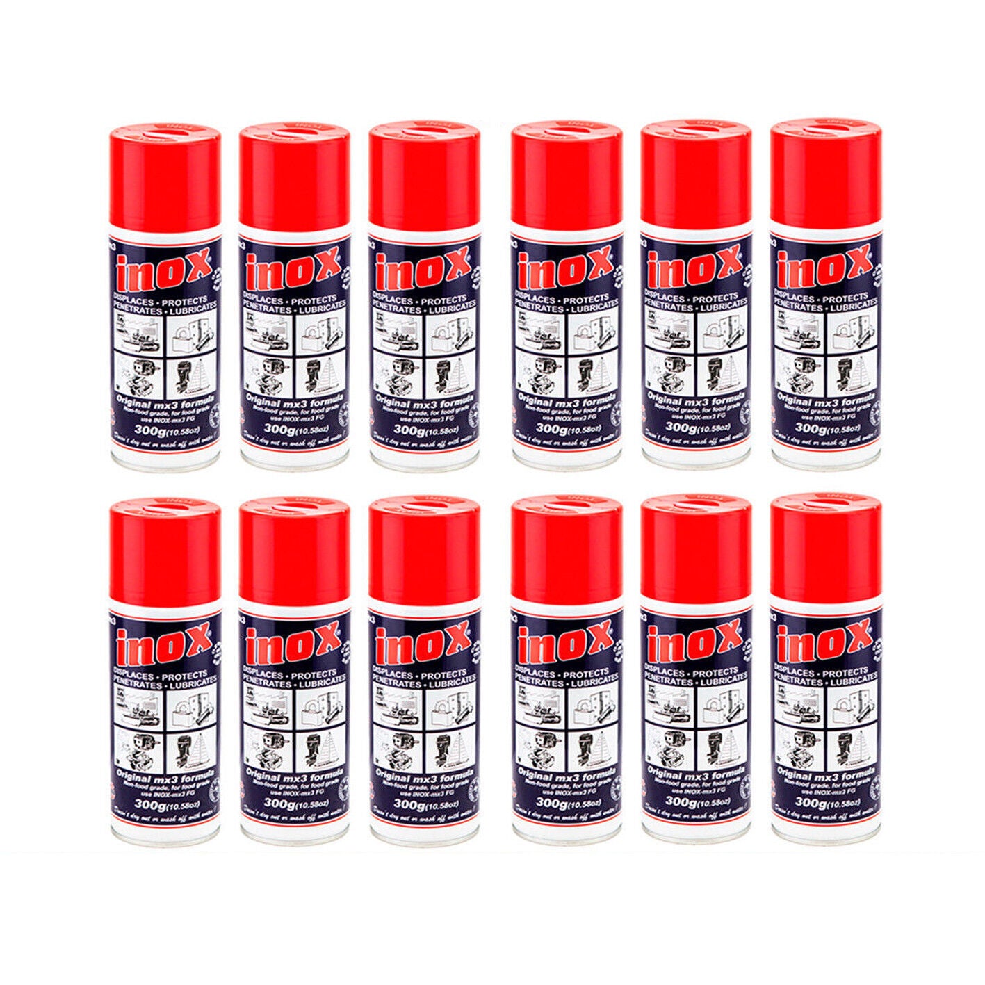Genuine Inox MX3 Lubricant 12x 300gm Spray Protect H/Duty Marine Auto Aerosol