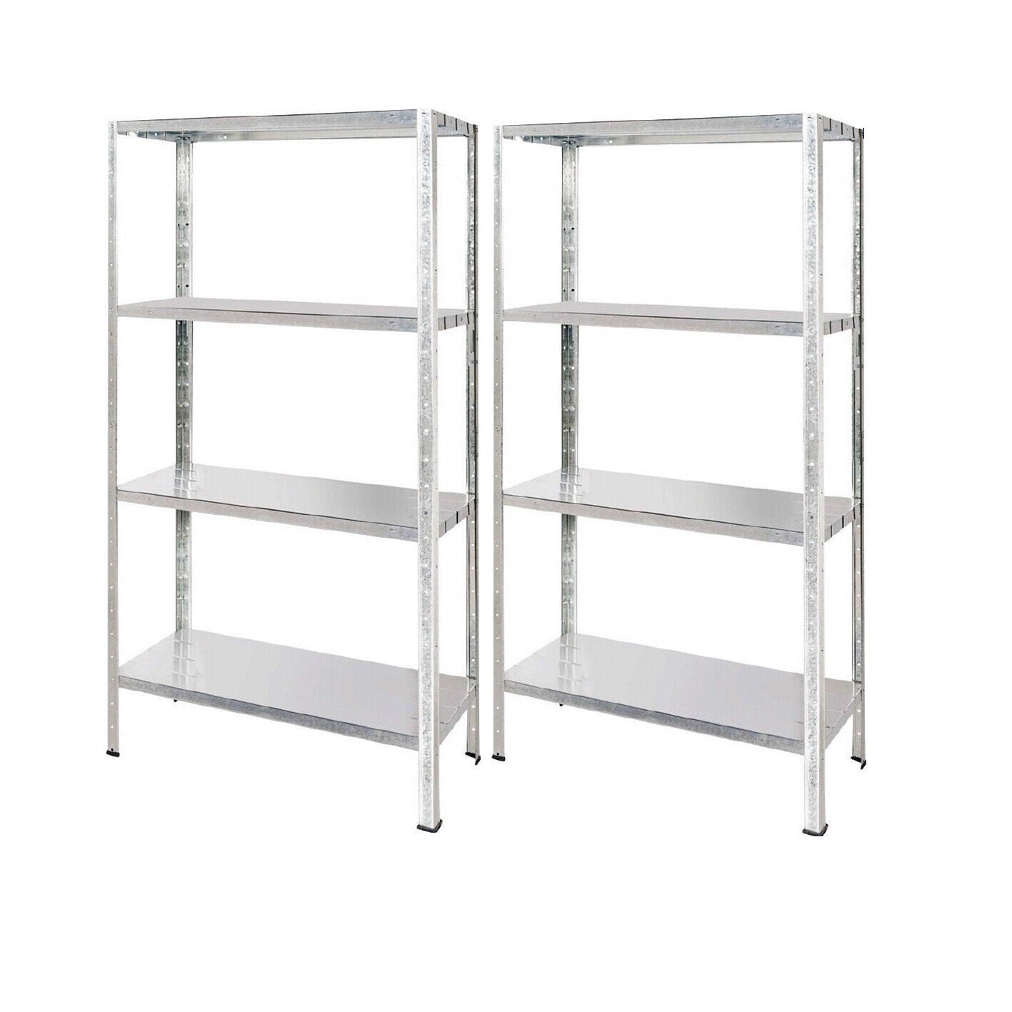 2x 4 Shelf Metal Garage Storage Unit Galvanised Steel 50kg Shelving Book Rack