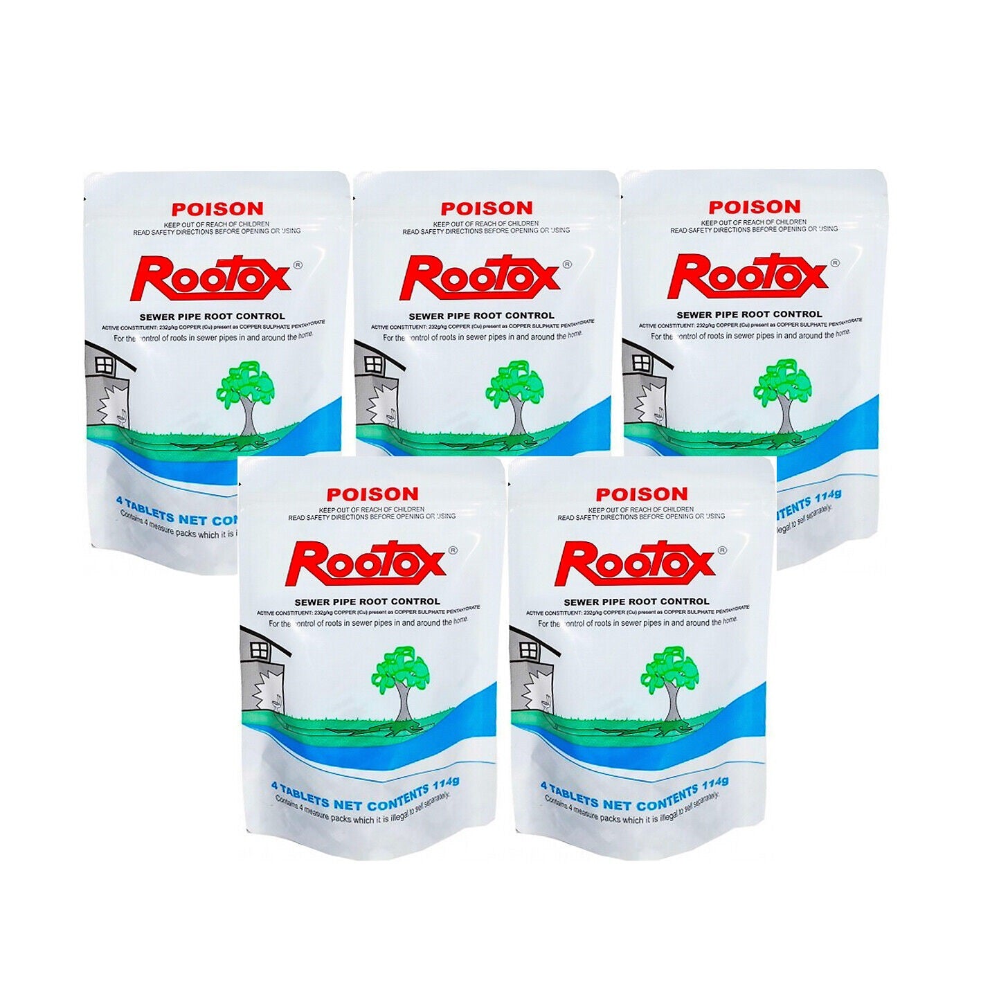 Rootox 20pc Root Control Tablets Sewer Pipe Copper Weed Tree Killer 5x 4 Packs