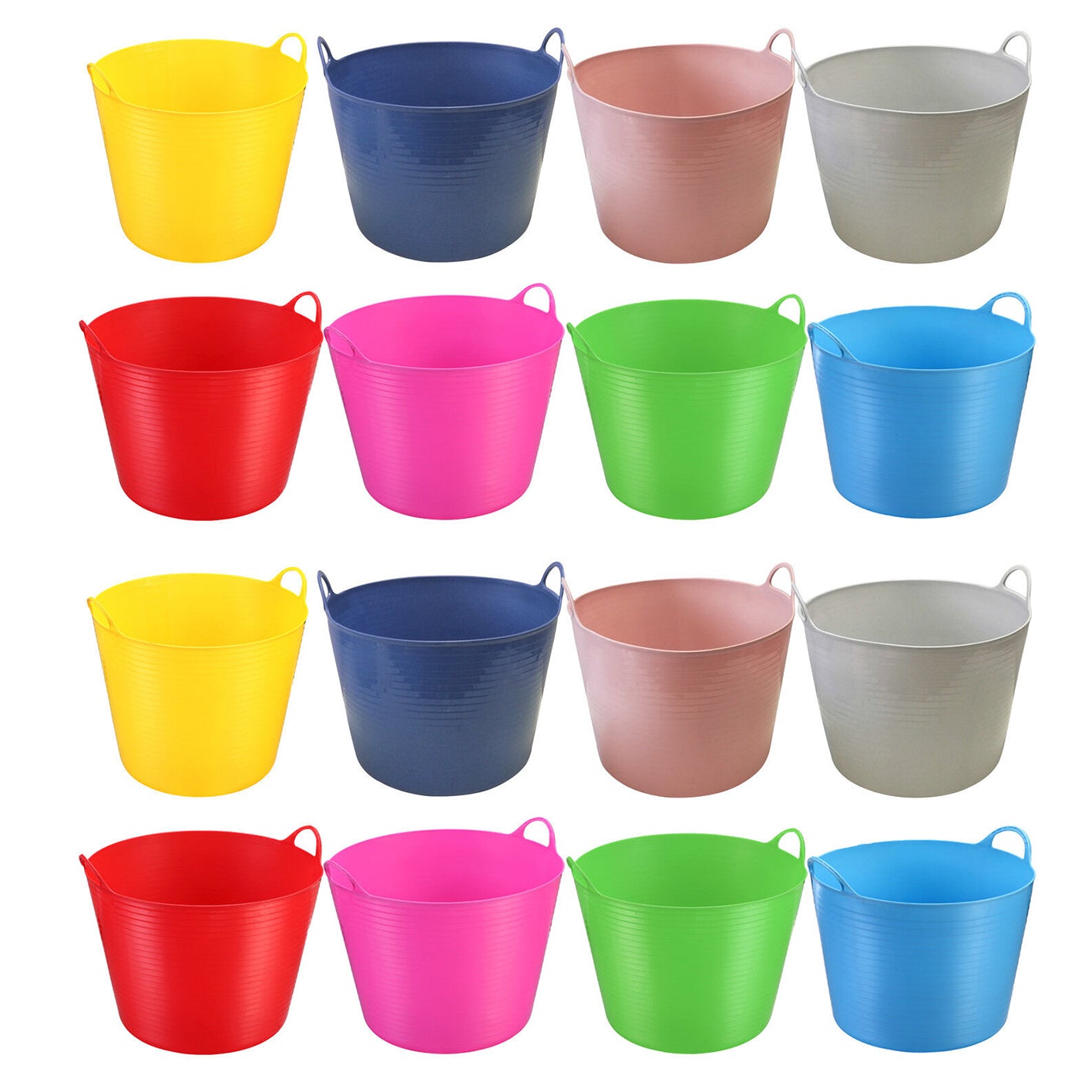 12x Flexi Tub PRO 16Ltr Tough Bucket Flexible Storage Container Trug Bin 16L