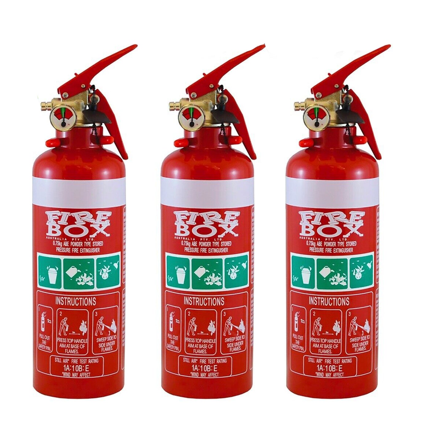 3x Fire Extinguishers .75kg ABE Dry Powder 750g & Bracket Aust Car Boat Home