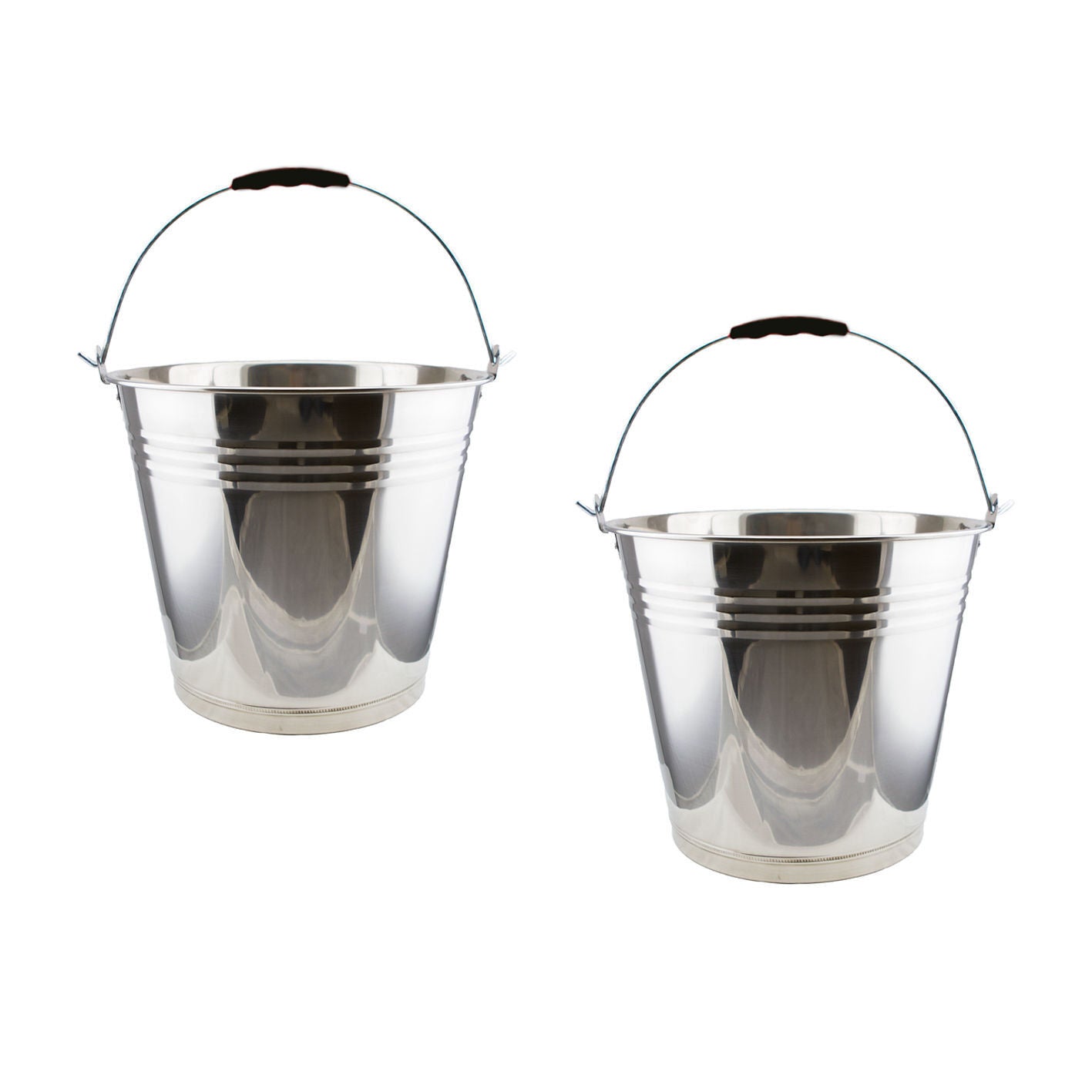 2x Stainless Steel Bucket with Handle 10ltr Heavy Duty Quality 10L Marine Pail