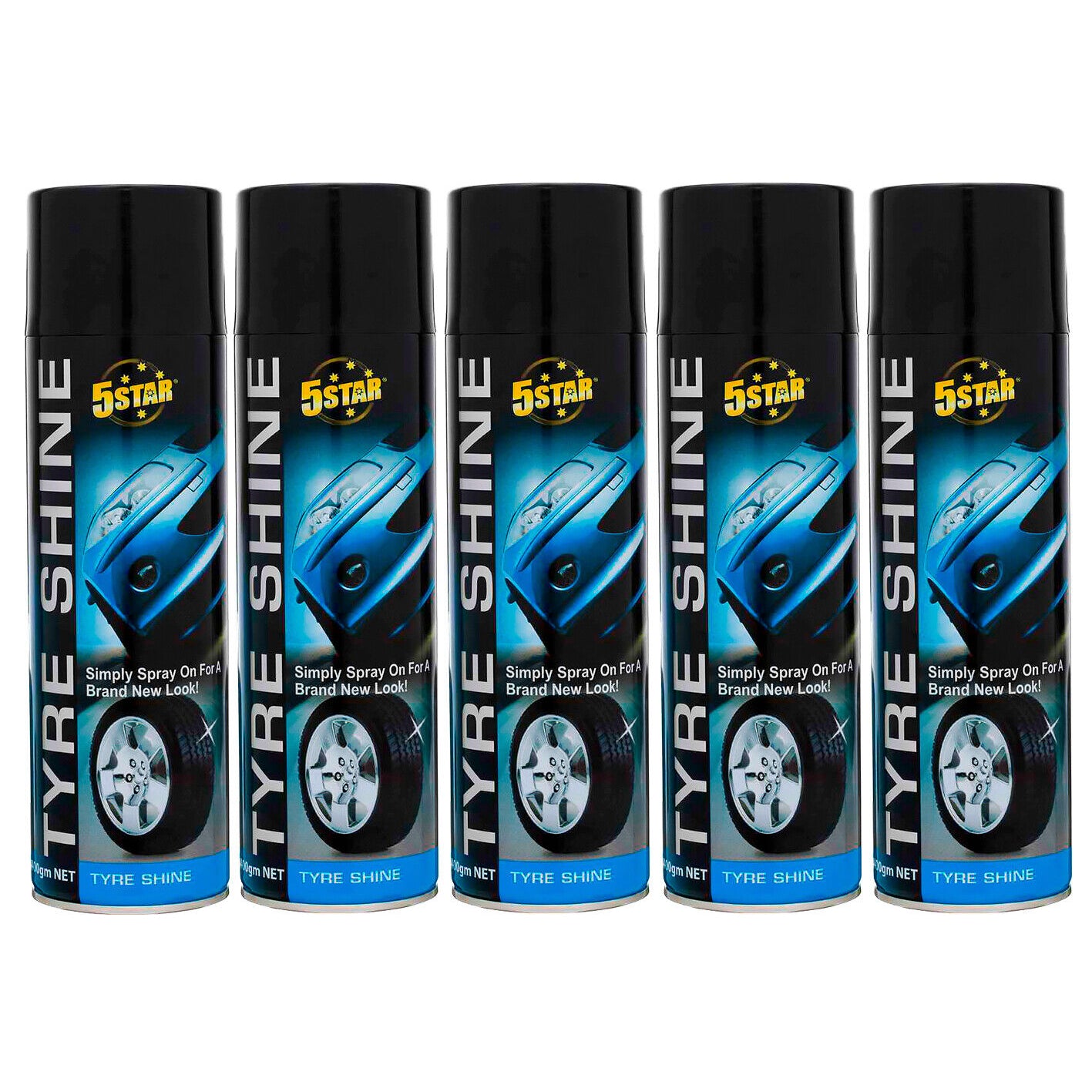 5x Tyre Shine Spray 350G Wet Look Car Truck Tyres 5Star Gloss Mudflaps Black