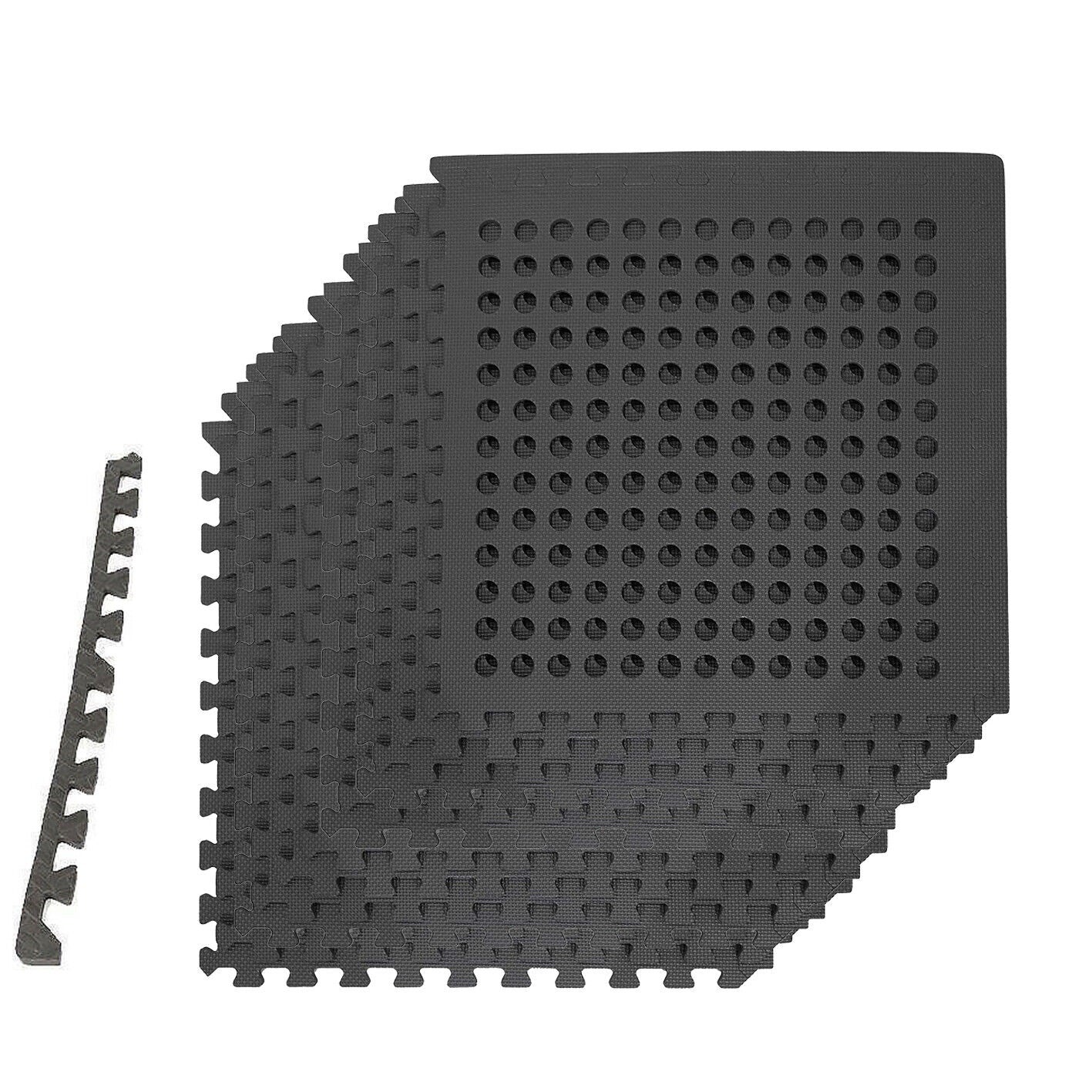 12PC Floor Mat Tiles EVA H/Duty Rubber Foam Interlocking Anti Shock Absorb Gym