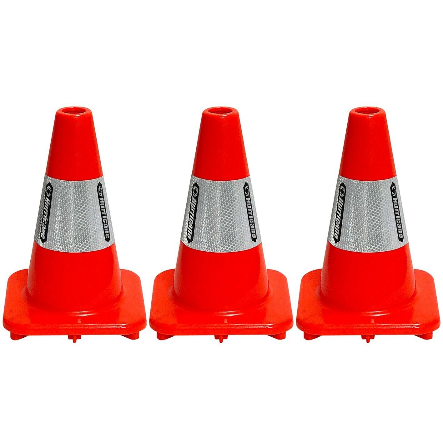 3x Traffic Cone Witches Hat Hurricane Hi Vis Orange 300mm Reflective Safety PRO