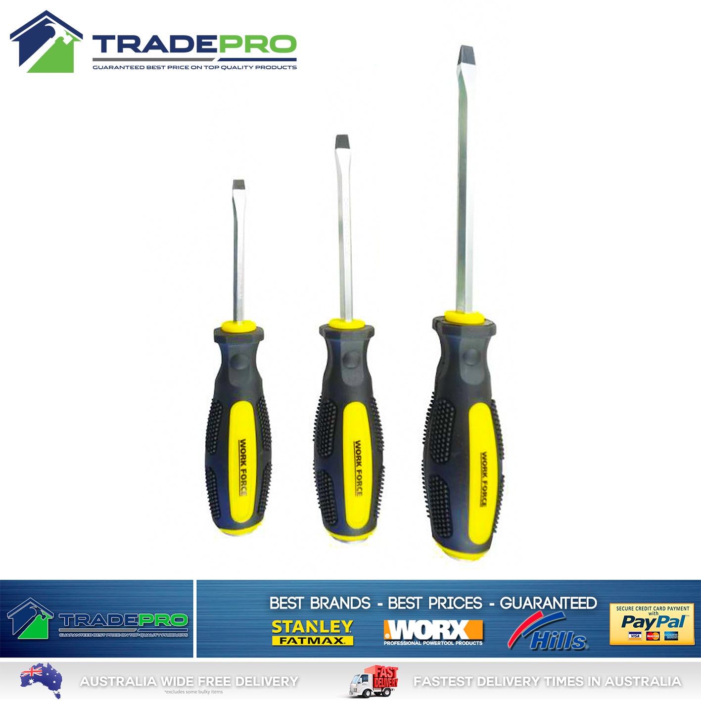 Screwdriver Set 6pc PRO Industrial Quality Tang-Thru Chrv-Van Blades Strike Cap