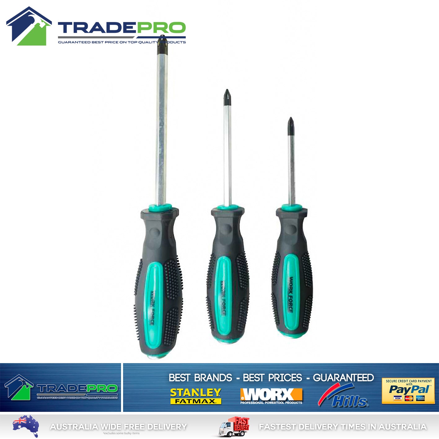 Screwdriver Set 6pc PRO Industrial Quality Tang-Thru Chrv-Van Blades Strike Cap