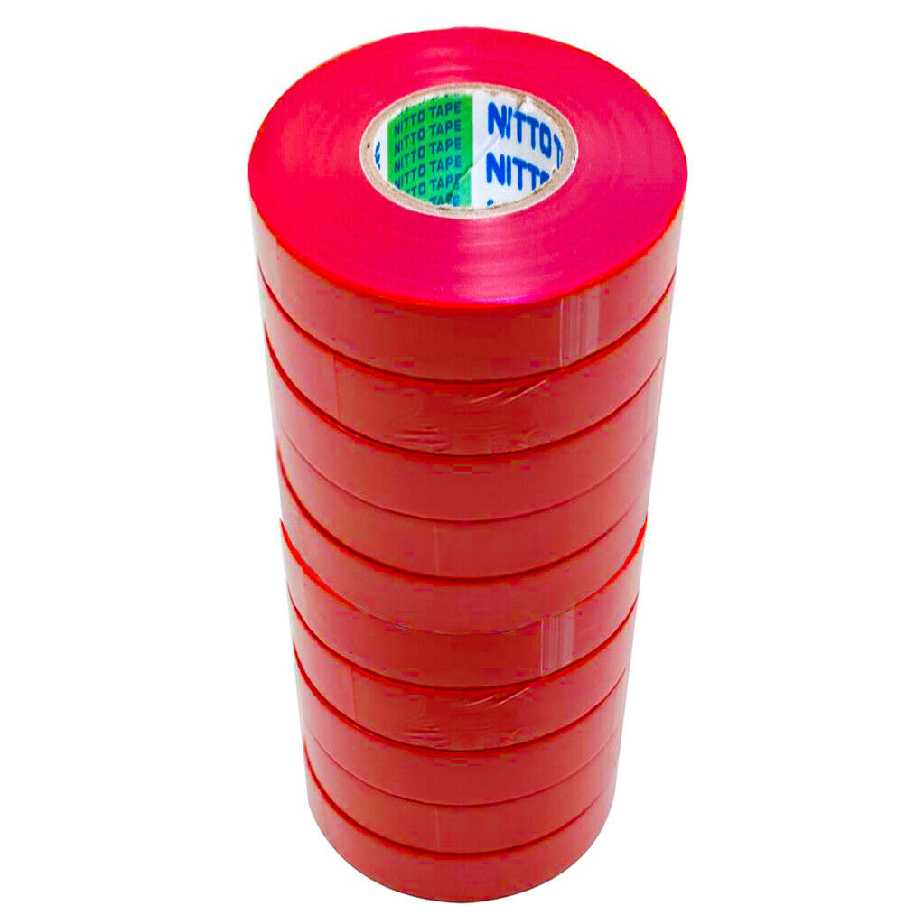 10x Rolls Nitto® Electrical Tape Red 18mm x 20m Insulation Denko Electric Bulk