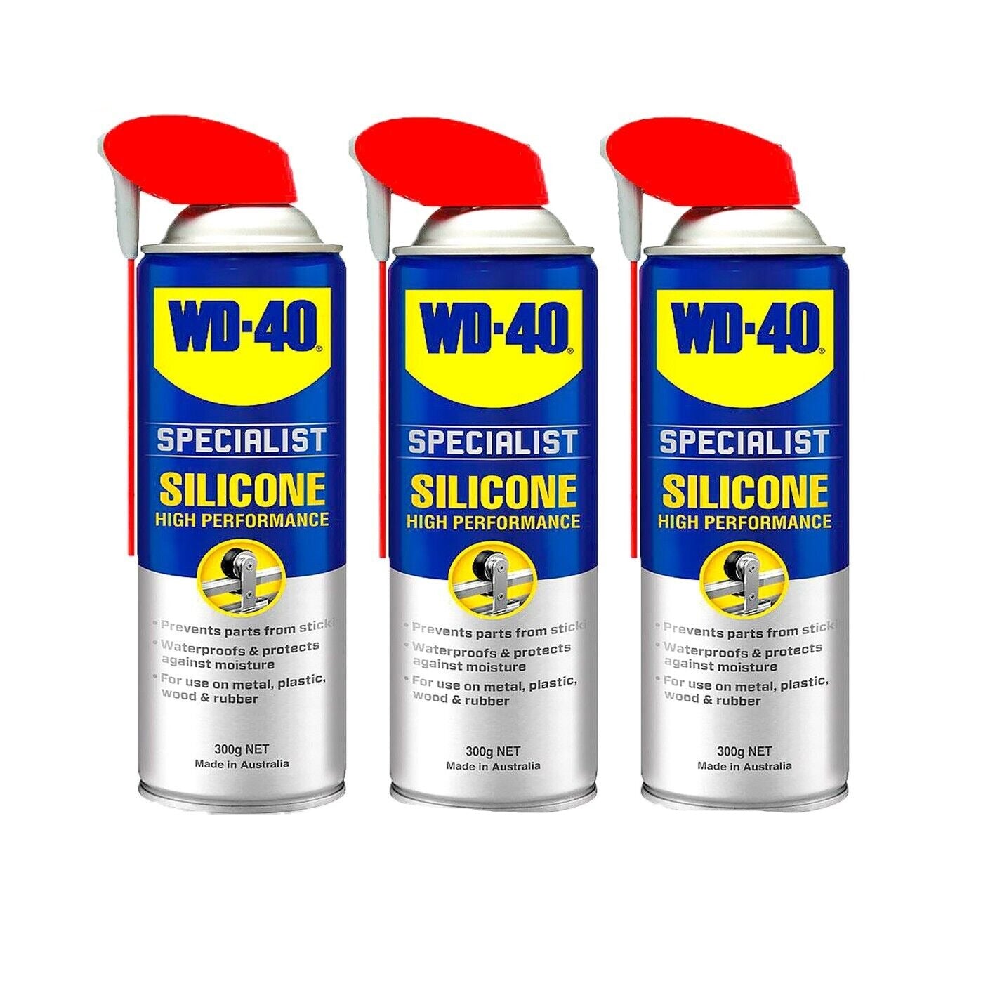 3x Silicone Spray WD40 Specialist High Performance Lubricant 300g