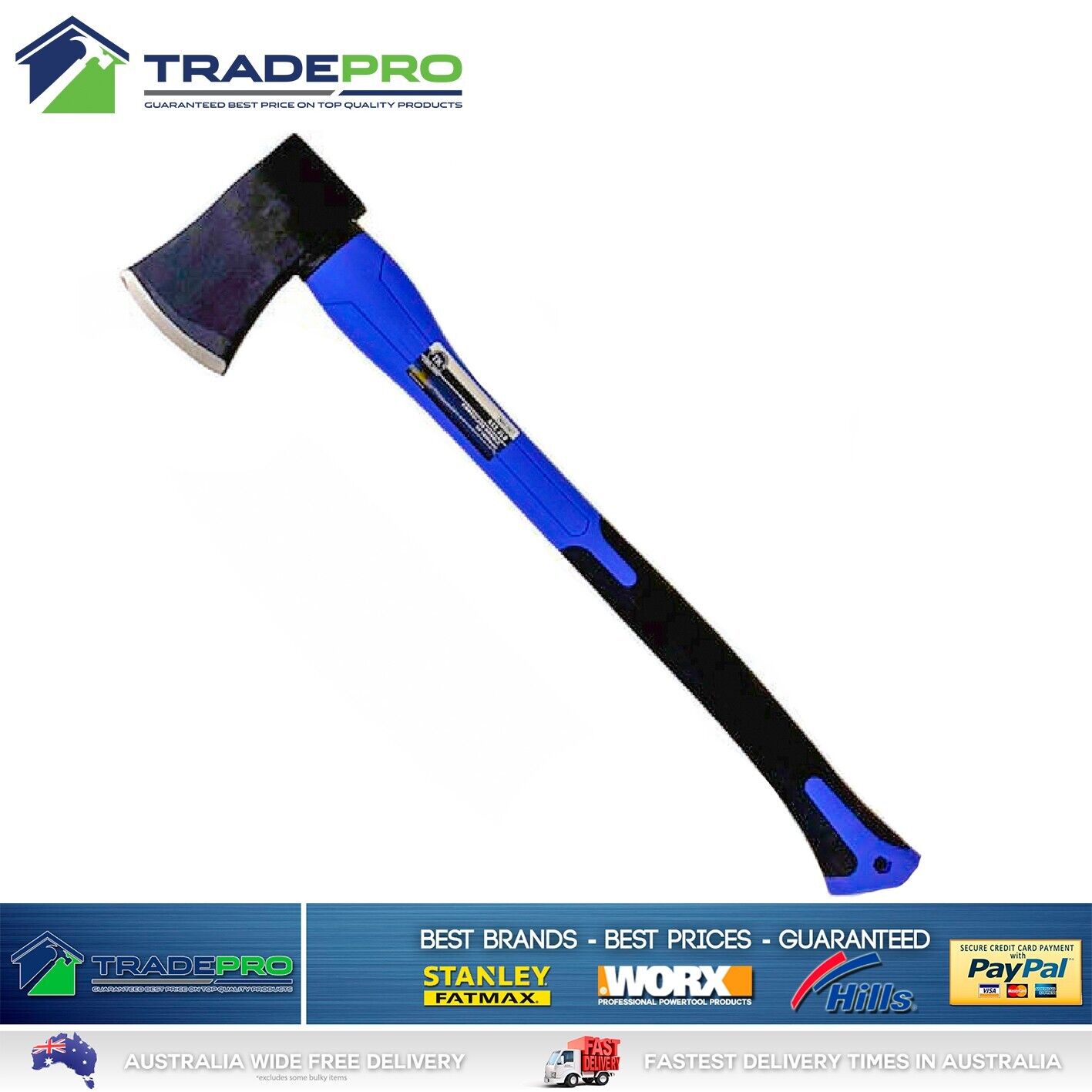 Axe Hatchet 900gm 2Lb with PRO Fibre Glass Handle Quality Firewood Camping Log