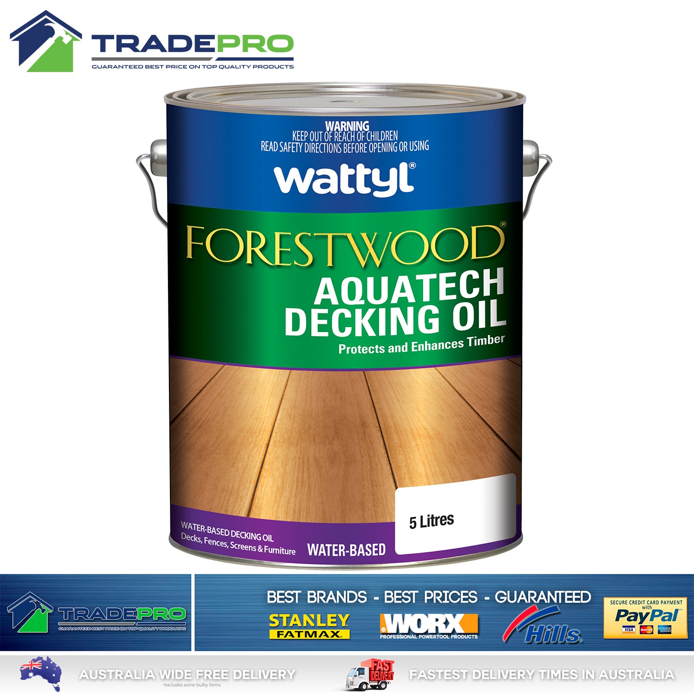 Wattyl Decking Oil PRO Water Based 5L Natural Timber Outdoor Wood Deck 4ltr