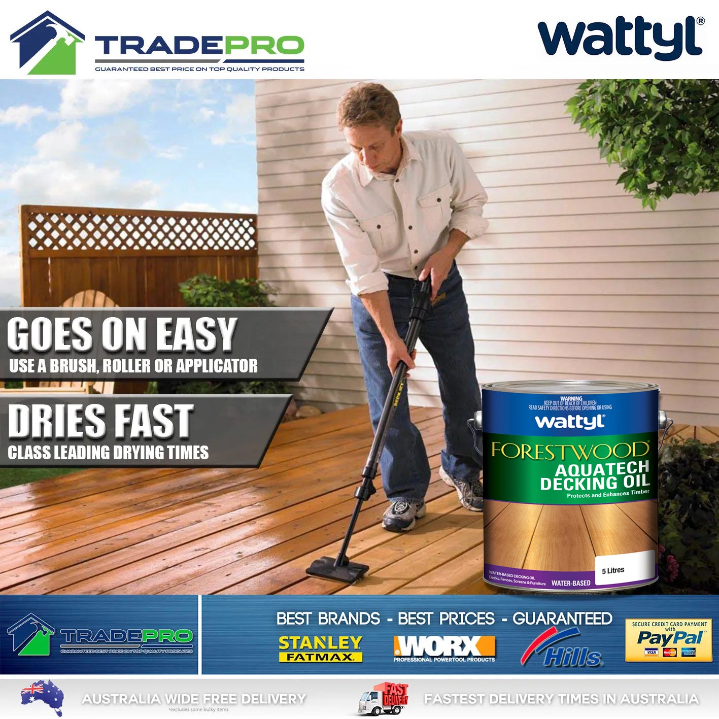 Wattyl Decking Oil PRO Water Based 5L Natural Timber Outdoor Wood Deck 4ltr
