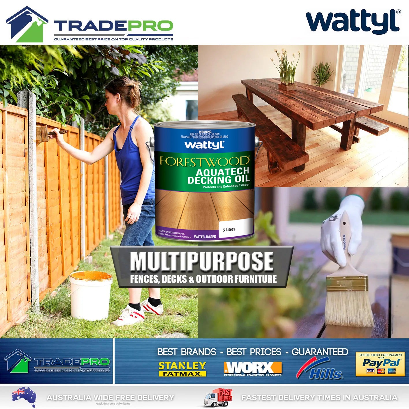 Wattyl Decking Oil PRO Water Based 5L Natural Timber Outdoor Wood Deck 4ltr