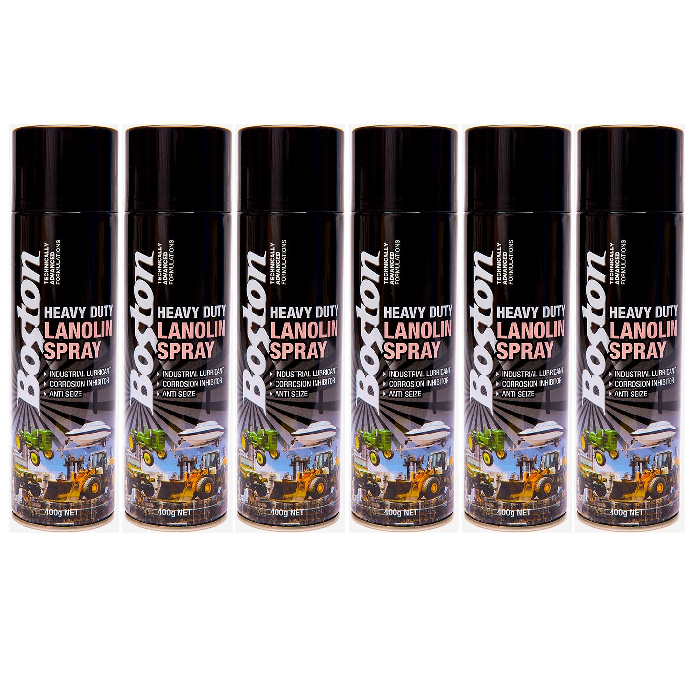 6x Lanolin Spray 400gm Boston Anti corrosion Lanox lubricant Marine Auto Inox SS