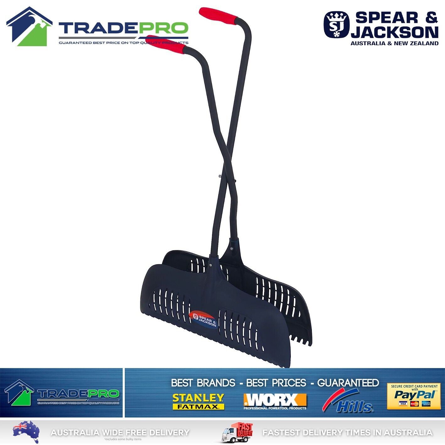 Long Handle Garden Rake Leaf Grass Scoop Hands Pickup Claw Hand All Sizes