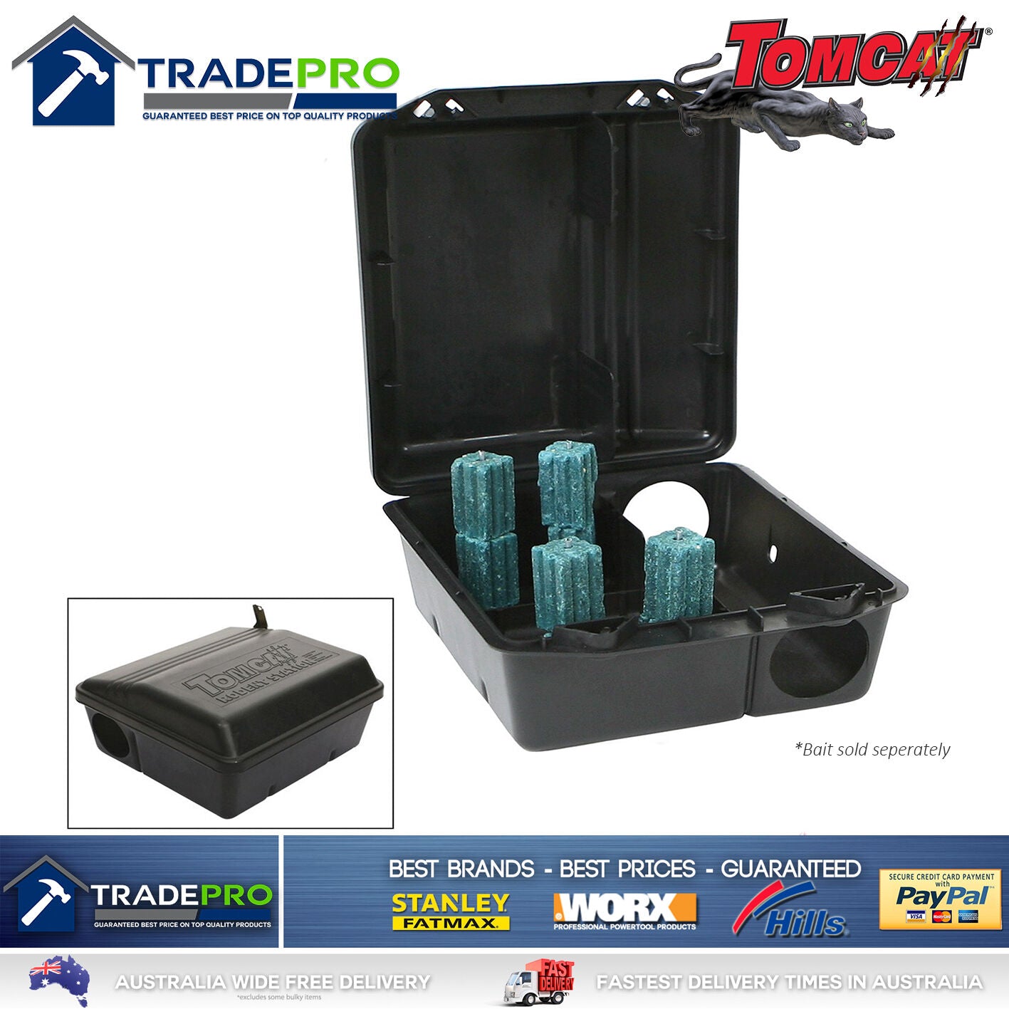 Tomcat Rat Bait Station Genuine Quality Lockable Tamper Weather Proof Trap
