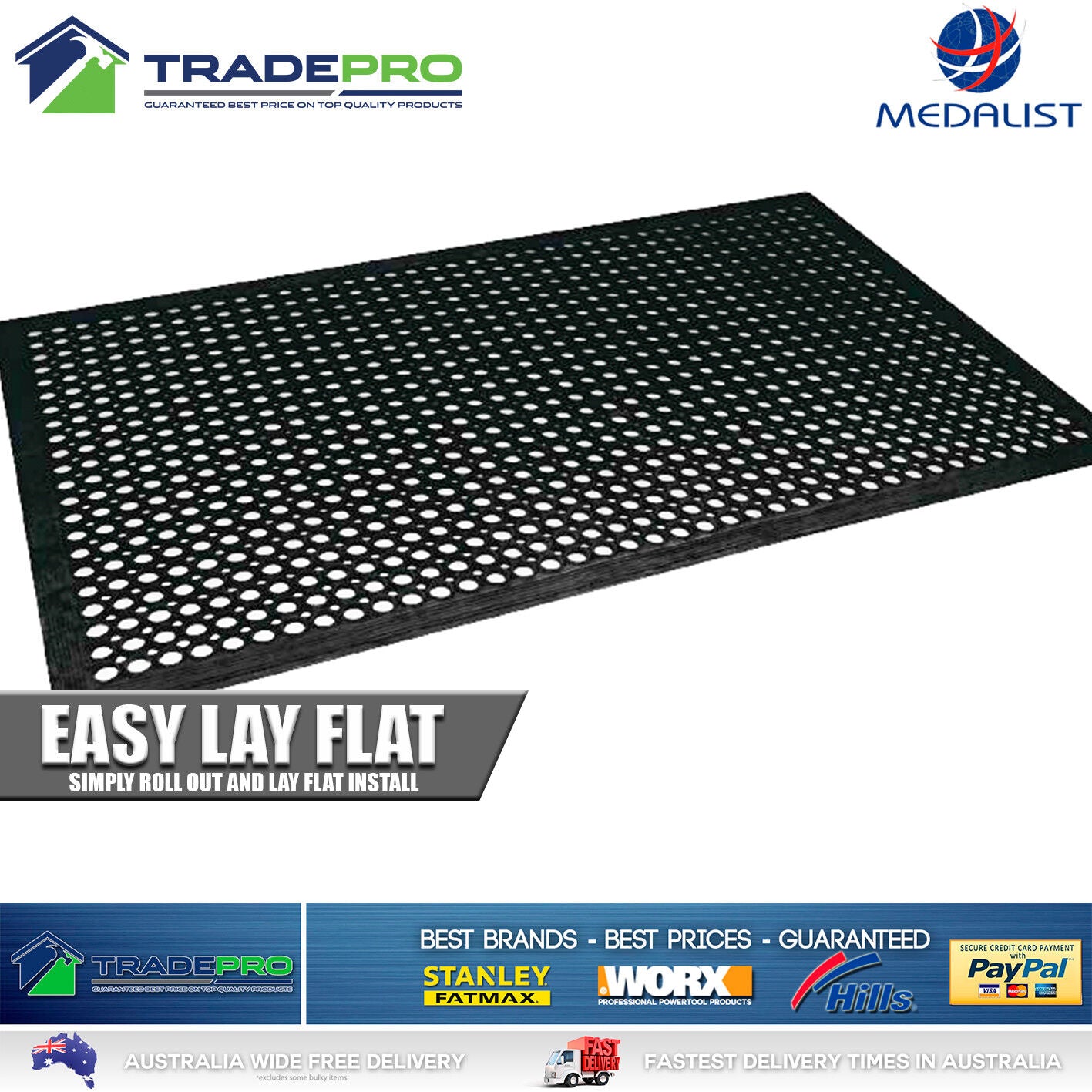 Industrial Rubber Non Slip Mat 1524mm x 914mm 12mm Thick PRO Cargo Quality Ute