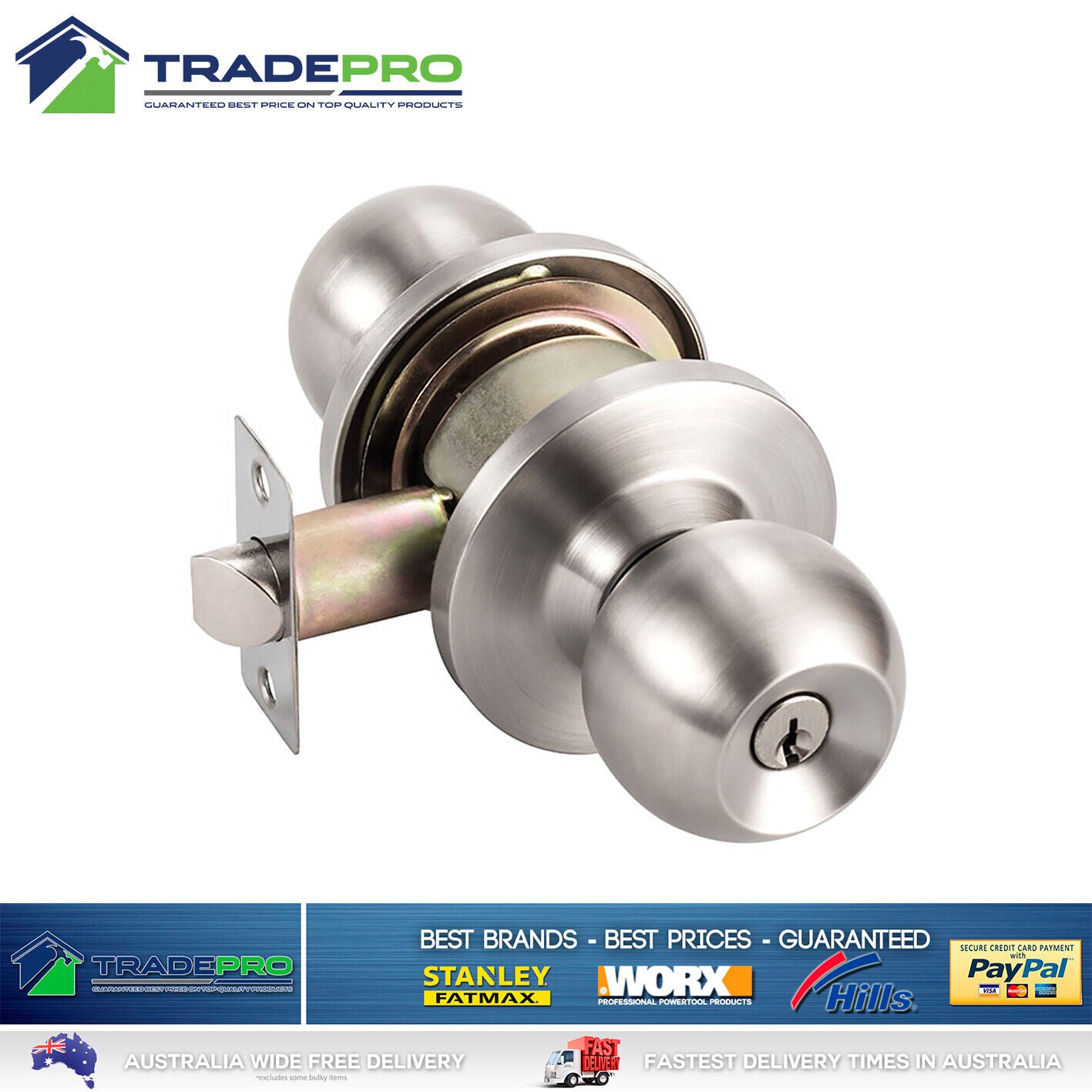 Door Lock Entrance Set Combo & Dead Bolt Kit Stainless Steel BuyRight® Knob Twin
