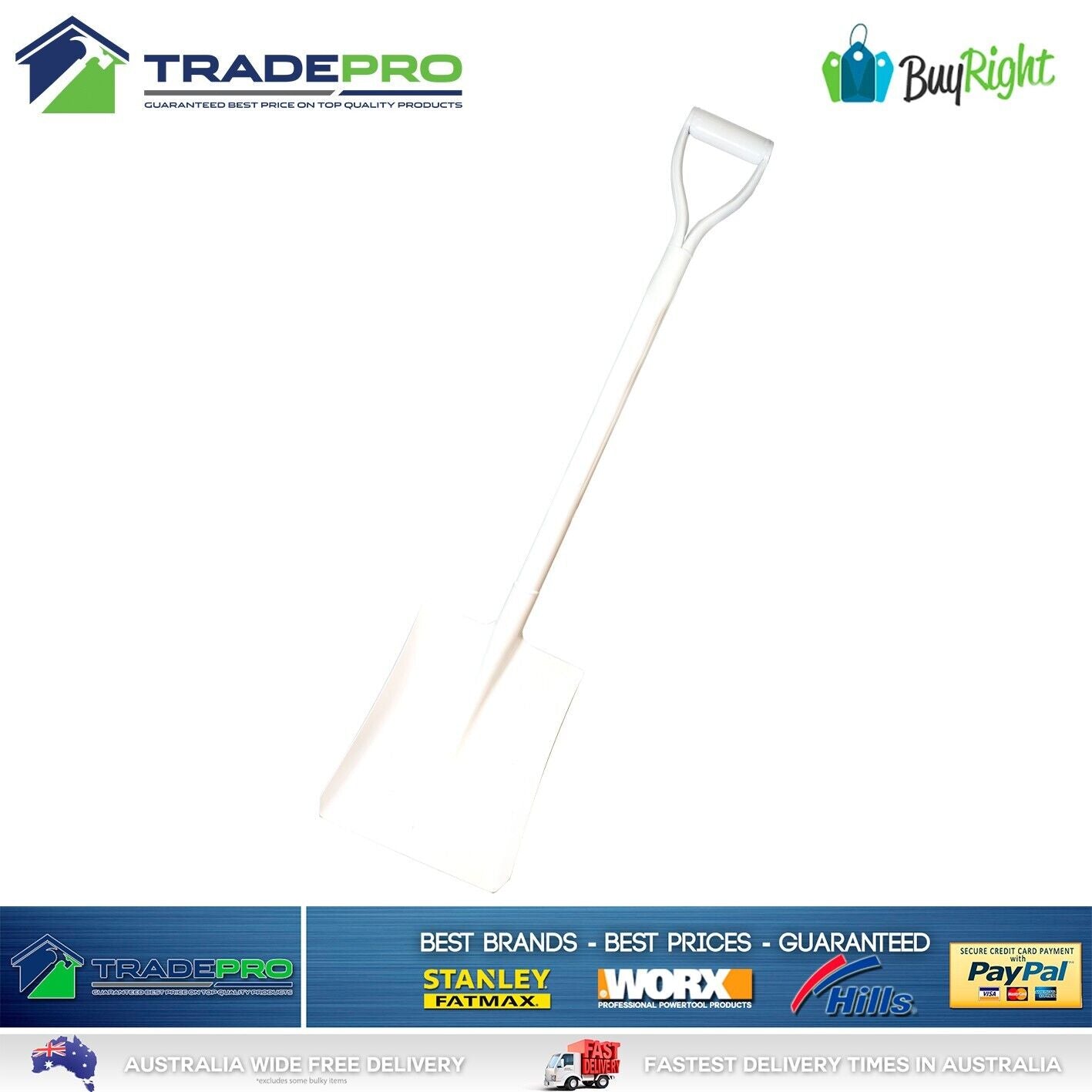 Shovel Wide Square Mouth Fiberglass Shaft D Handle Digging Garden Spade Tradies