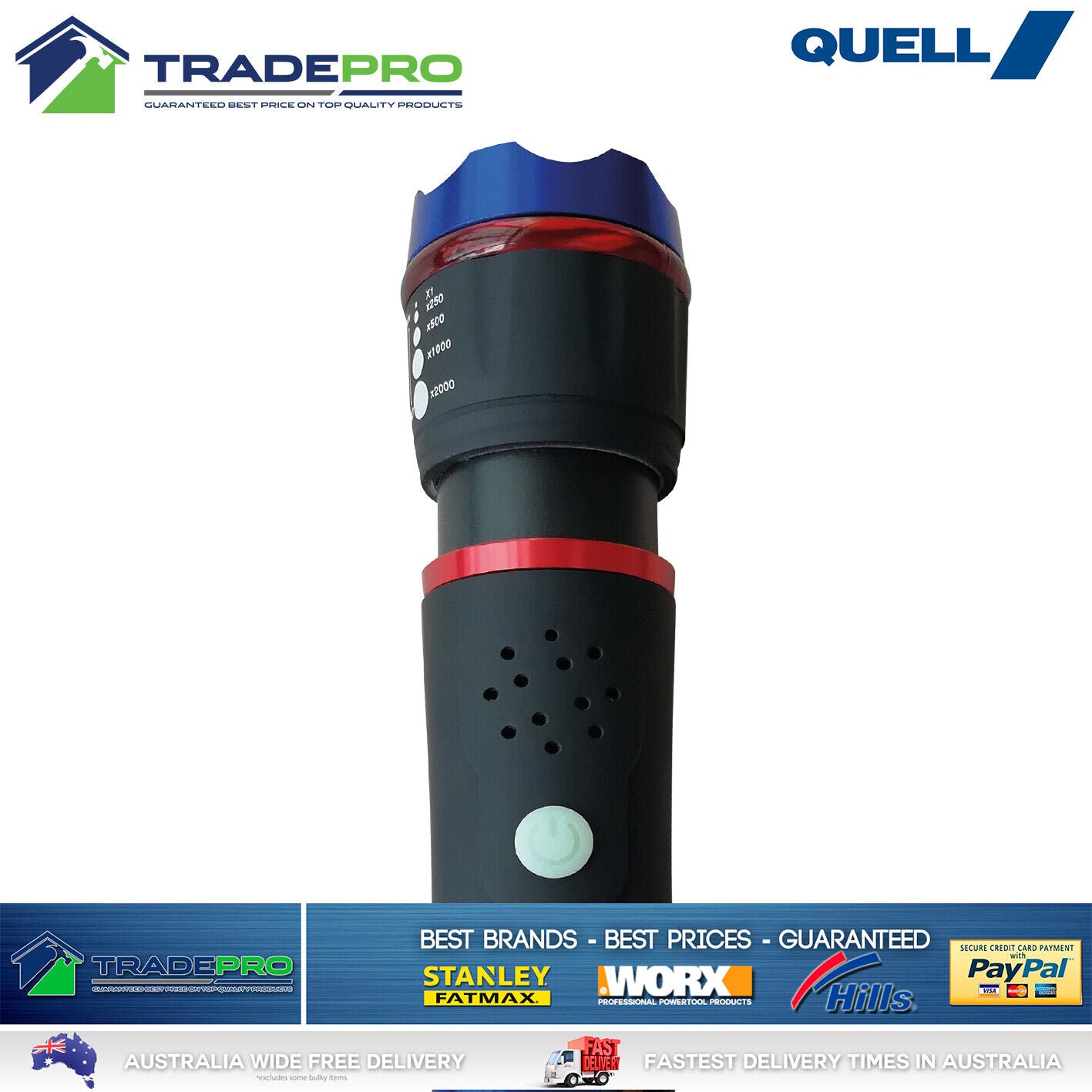 Quell Flashlight Emergency Torch Survival Knife Cutter & Breaker Multi Tool LED