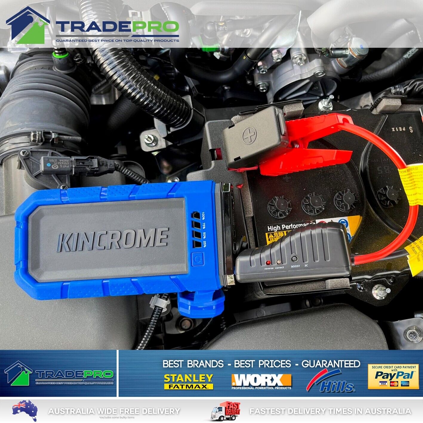 Kincrome Portable Car Jump Starter 600CA Power Bank Pack Vehicle Charger Battery