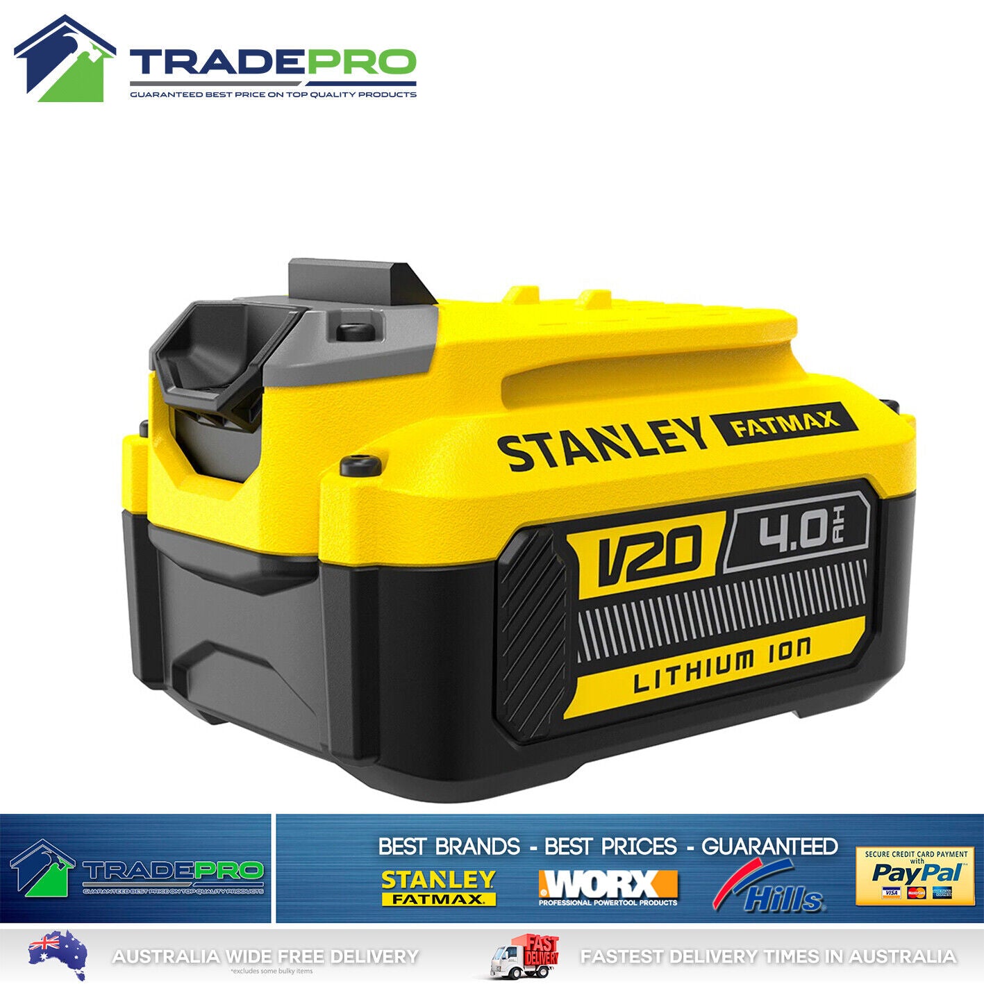 Stanley® Fatmax 18V 4.0Ah V20 Li-Ion Battery Genuine SFMCB204 Rechargeable