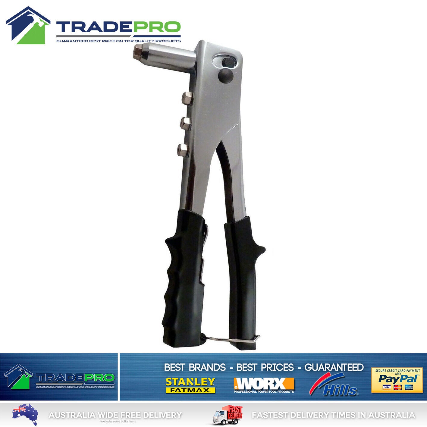 Rivet Gun Heavy Duty Metal Workforce Aust 4x Nozzles 1/8 3/32 5/32 3/16 Pop Gun