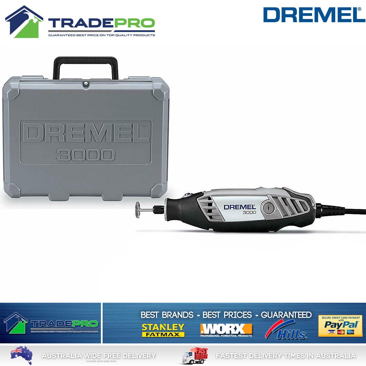 Dremel Electric Rotary Tool PRO 130W Variable Speed 3000 Series 26pc Kit & Case