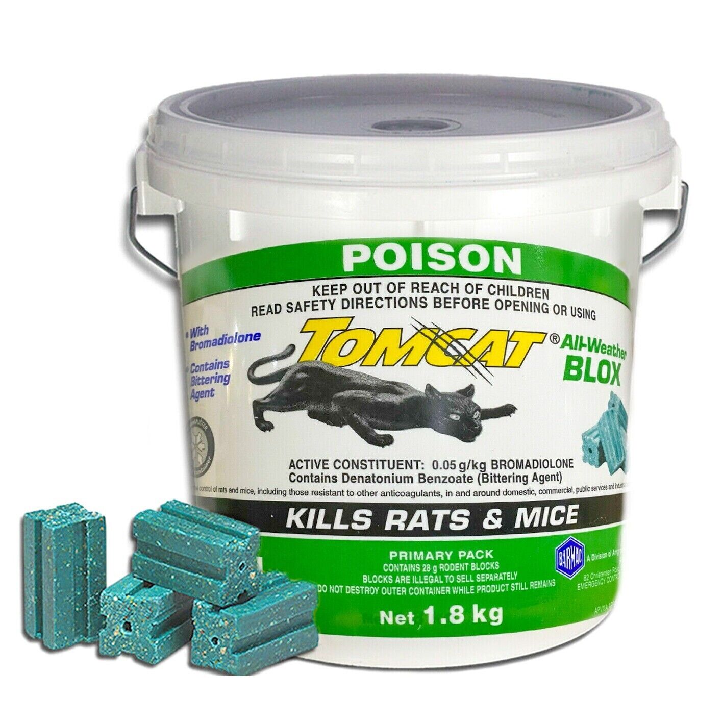 Tomcat Ultra All Weather Blox 1.8kg PRO Rat Bait Mouse Trap Poison Rodent Killer