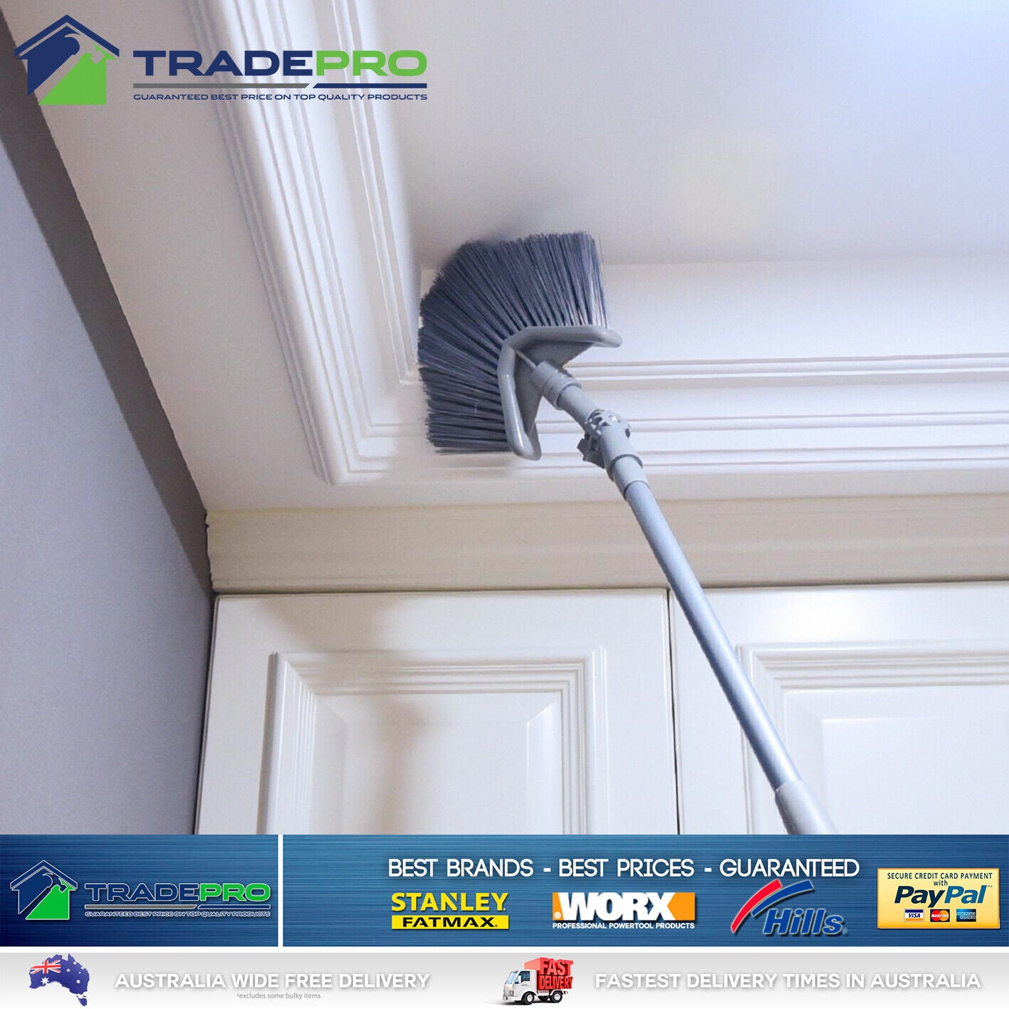 Cobweb Broom 1.4m with Extendable Telescopic Handle Interior Exterior Brush Head