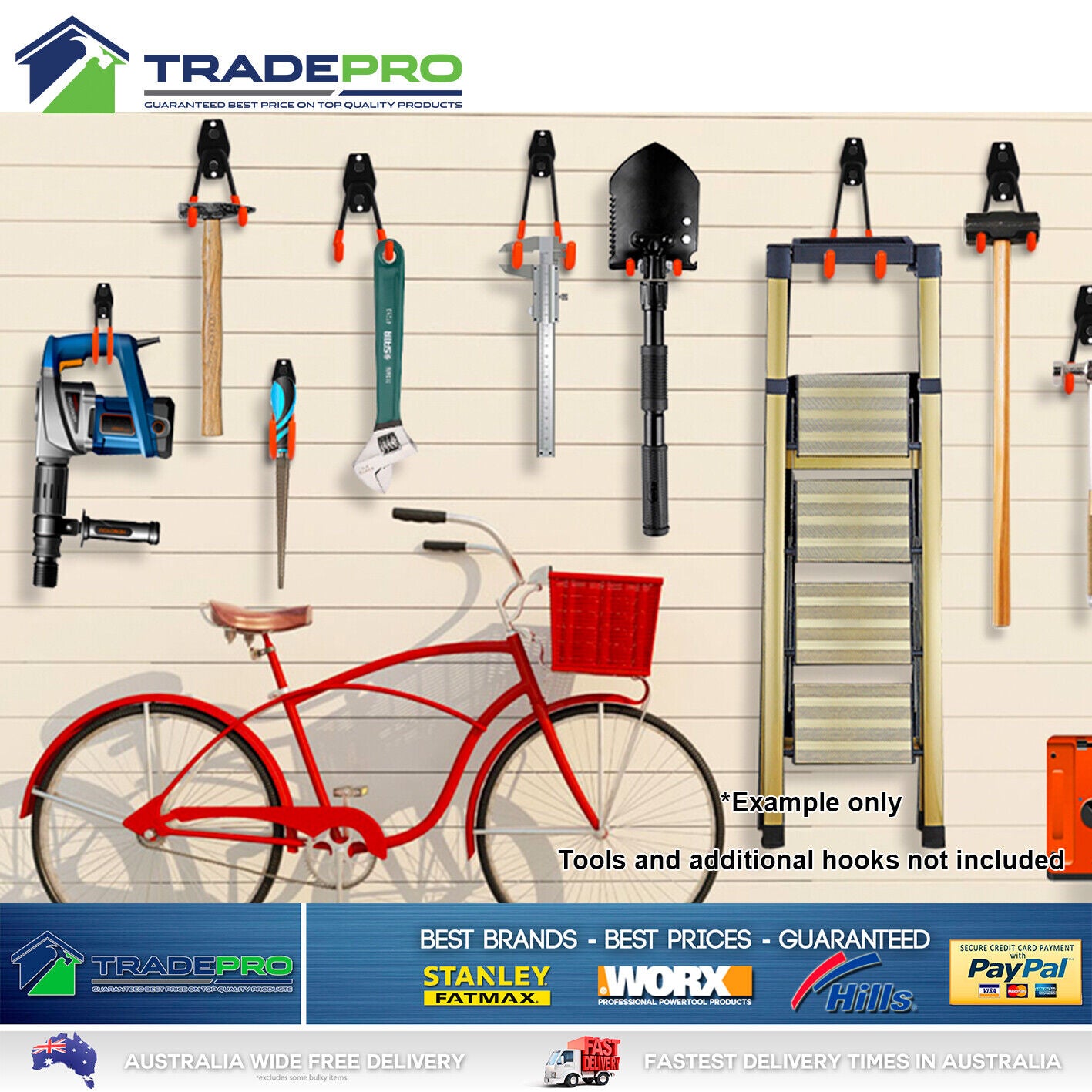 Bike Multi Storage Hook Kit Fastener Plasterboard Masonry Timber Hanging Hooks
