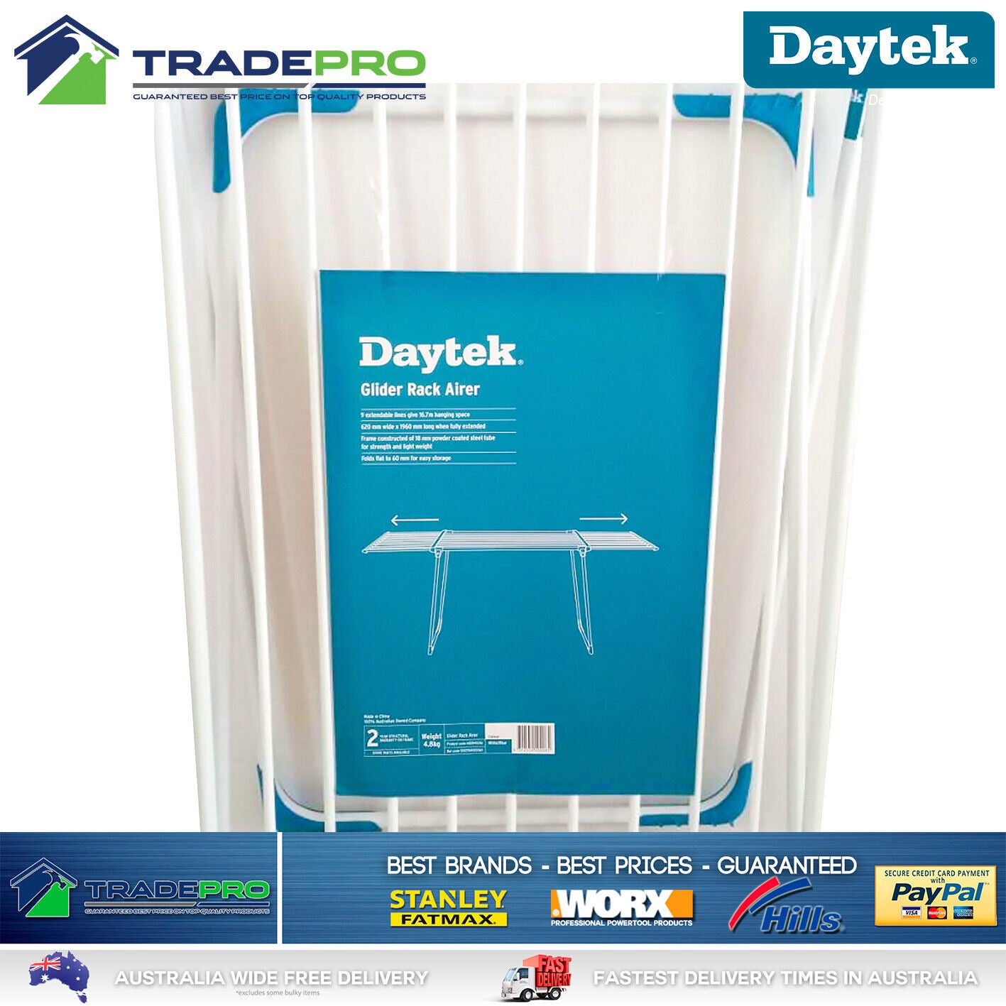 Clothes Line Airer Premium Slide Out Easy Expanding Portable Drying Rack Ezy