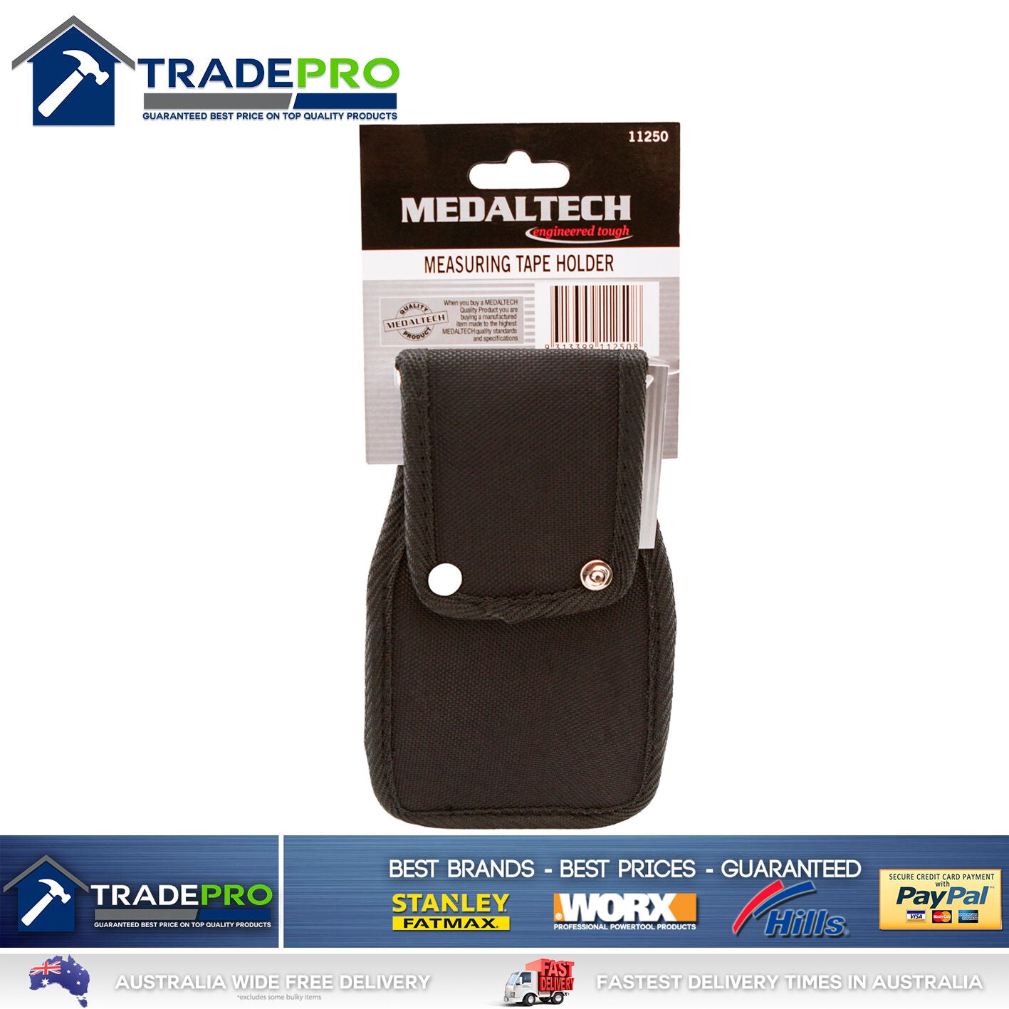 Tape Measure Holder Pouch Medaltech® Quality Heavy Duty Fits Most Tapes Nail Bag