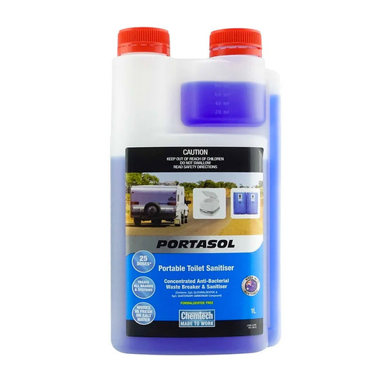 Portasol New 1 Litre Toilet Waste Break Down Liquid 1L Easy Measure Comchem