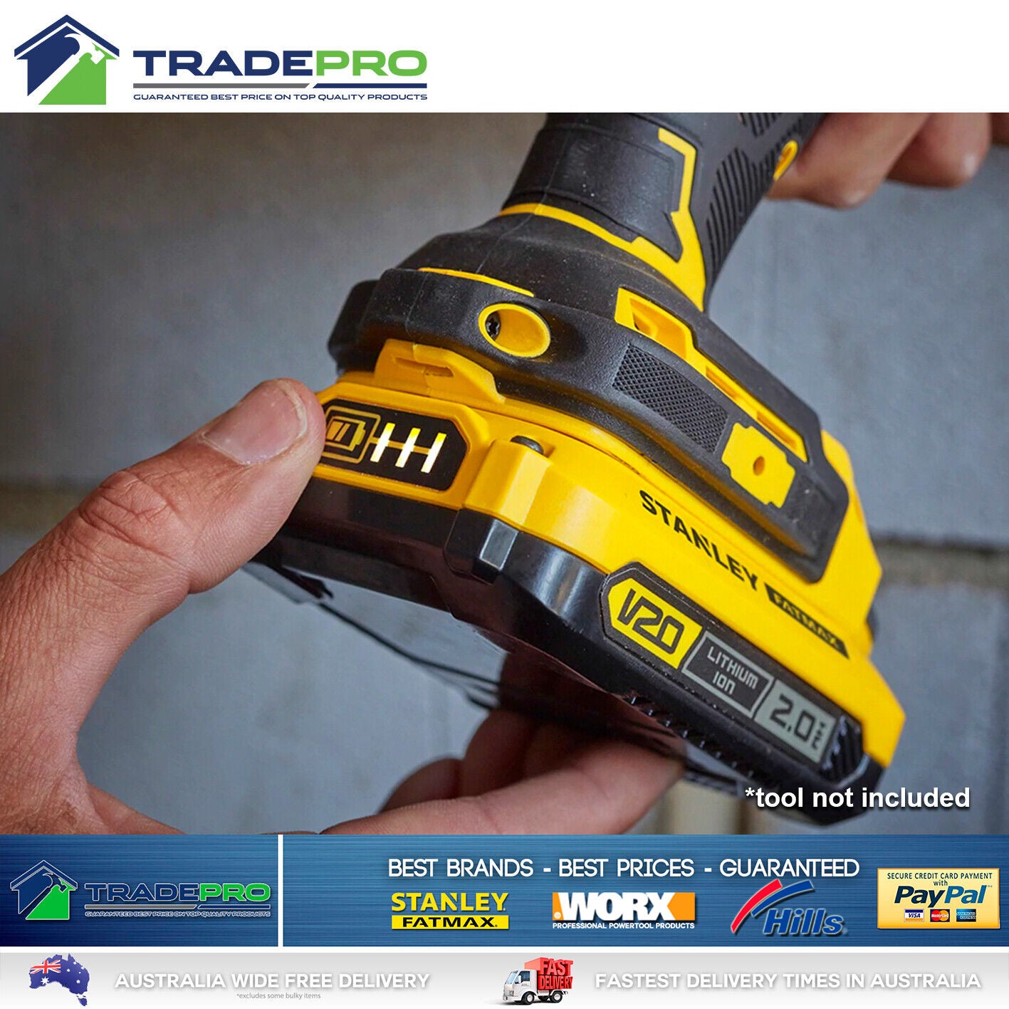 Stanley® Fatmax 18V 2.0Ah V20 Li-Ion Battery Genuine SFMCB202 Rechargeable