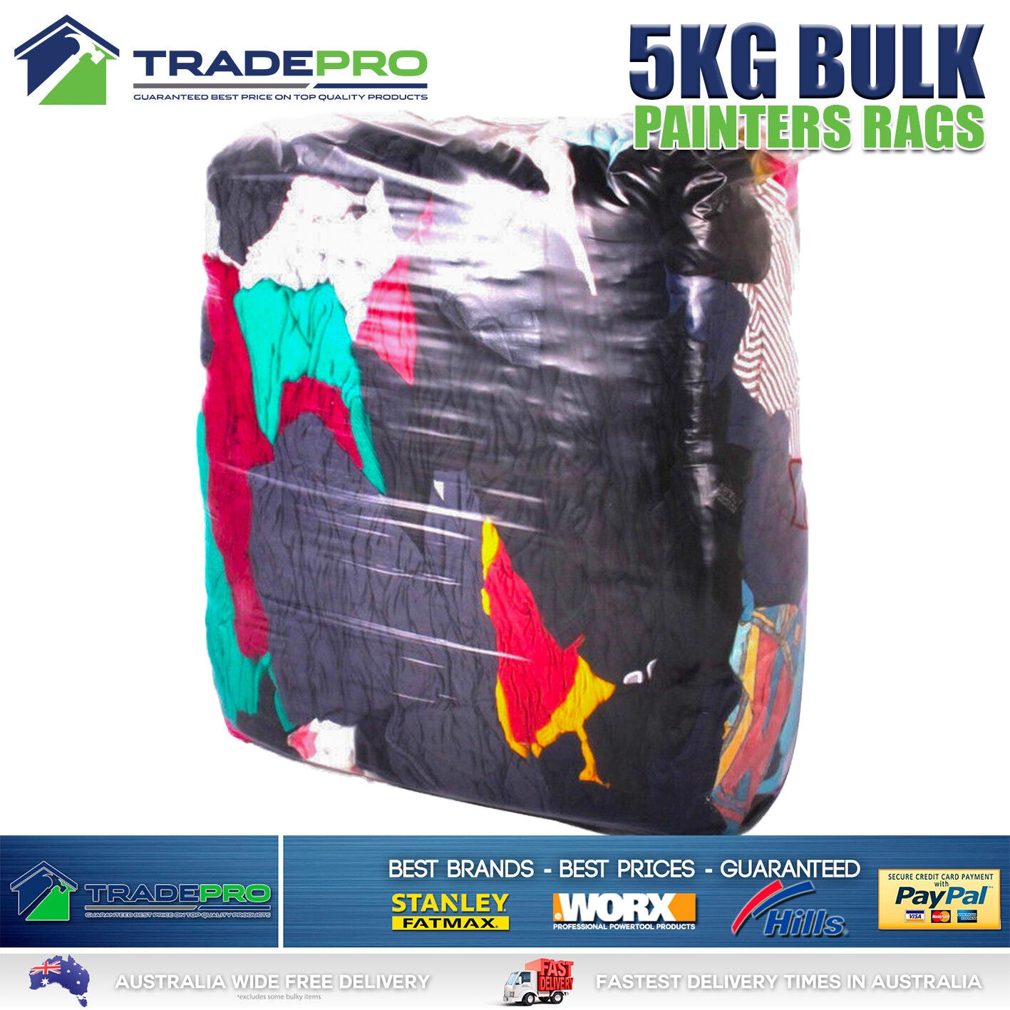 Bag of Rags Painters Cleaning Rags 5kg Bulk Pack Commercial Mechanics Soft Towel