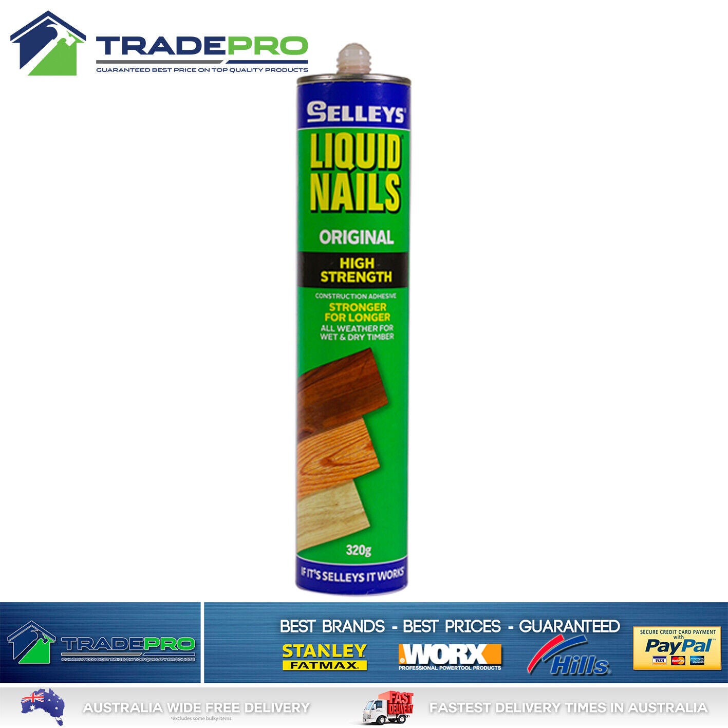 20x Selleys® Liquid Nails Adhesive Fast Grab Glue 310g High Strength Wood Sealer