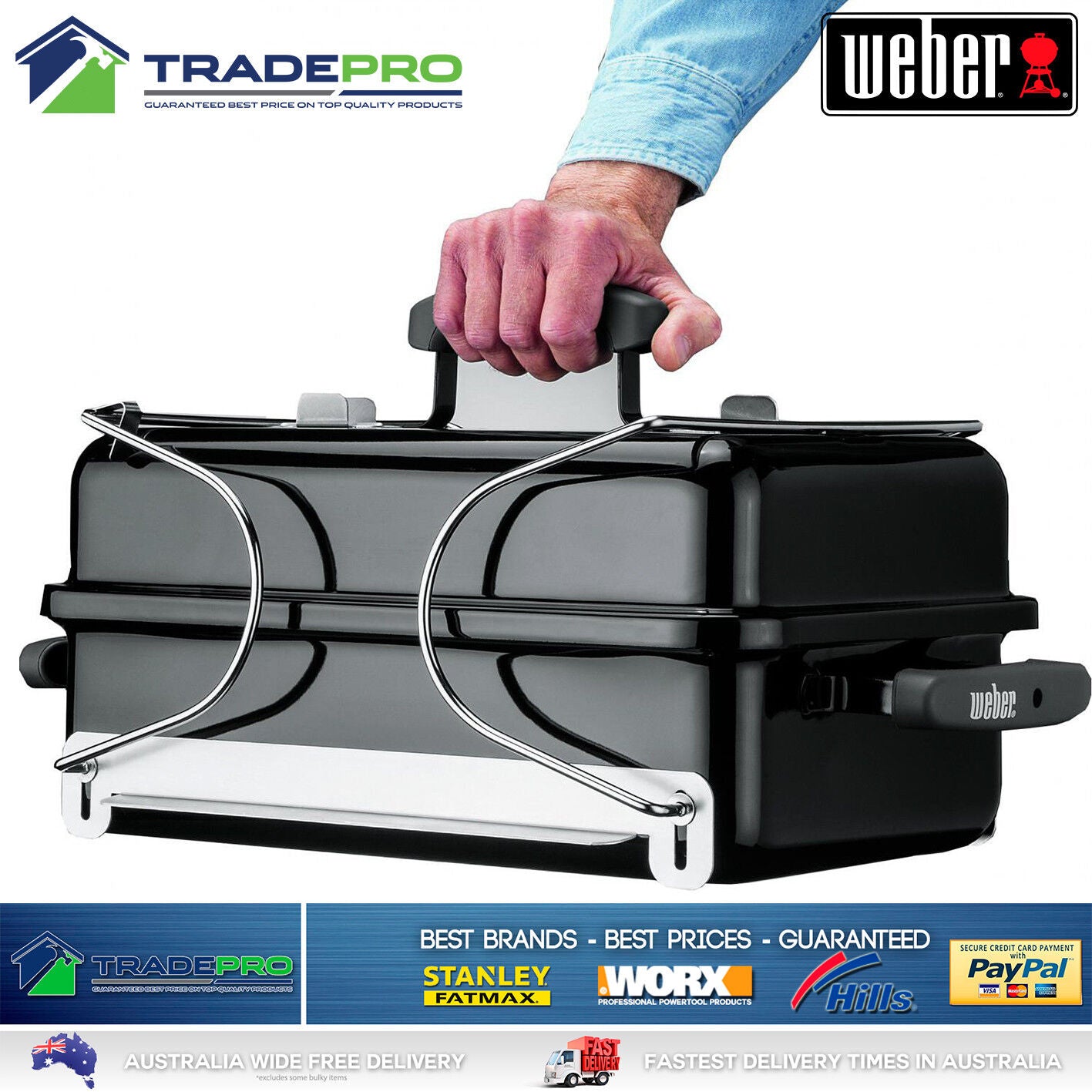 Weber BBQ Go Anywhere PRO with Hood Portable Charcoal Grill Camp Cooker Stove