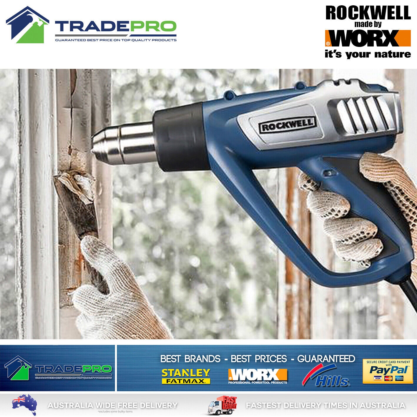 Electric Heat Gun PRO Kit 2000 Watt 4 Nozzle Set Adjustable Speed & Hot Air Flow