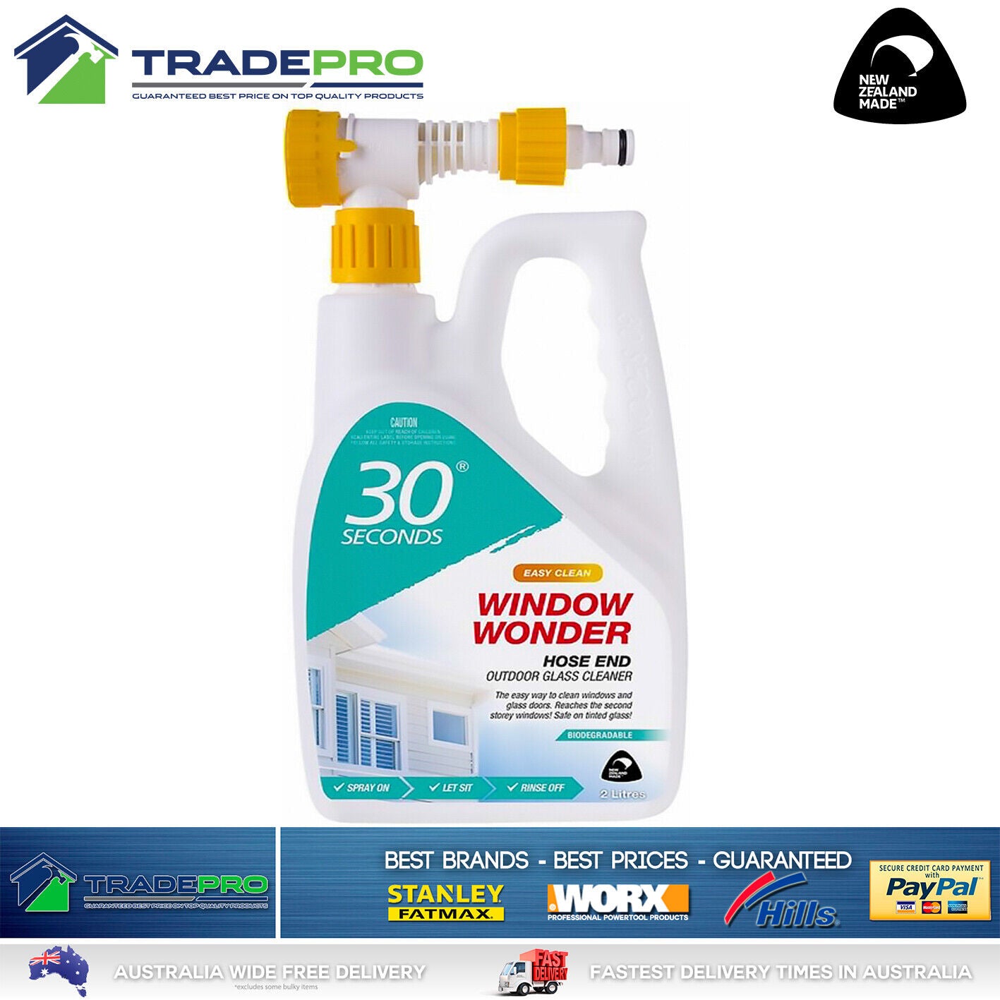 Glass Cleaner 2L 30 Seconds Hose On Window Wonder Clean Outdoor Click Spray 2