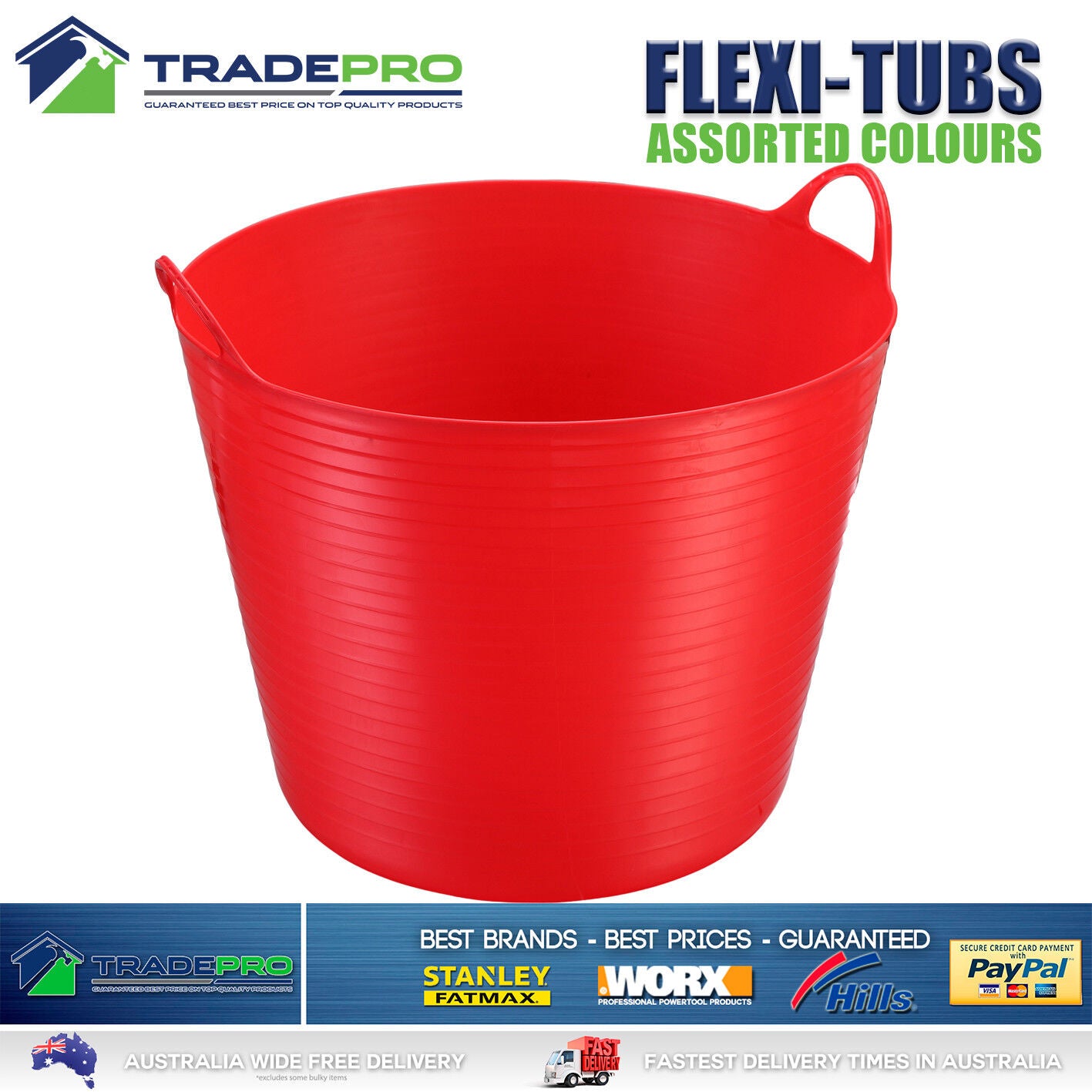 6x Flexi Tub PRO 16Ltr Tough Bucket Flexible Storage Container Trug Bin 16L